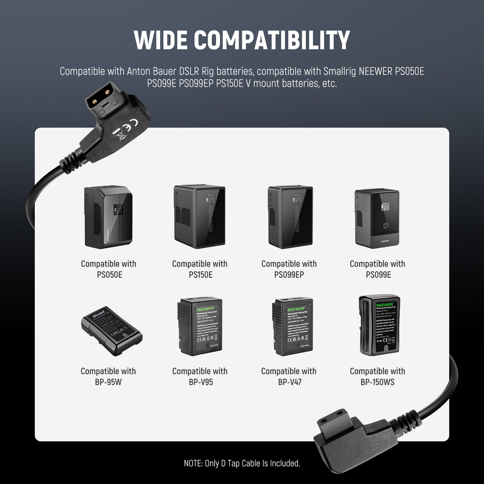 Wide Compatibility of the NEEWER NC012 D tap male to female extension cable