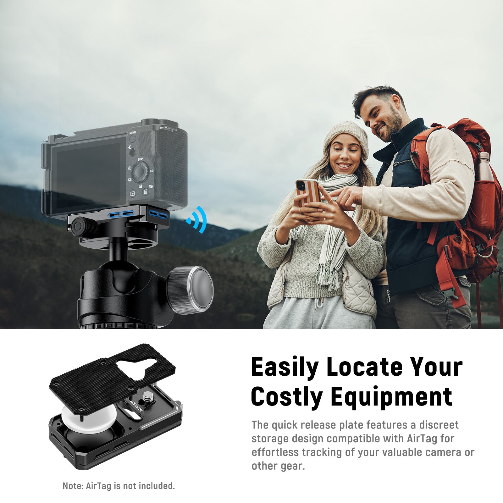 NEEWER QRP-11 Arca Type Quick Release Plate features a discreet storage design.