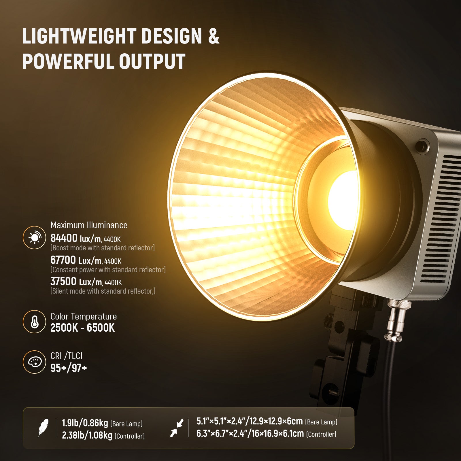 Specifications of the NEEWER HS200B Portable Bi-Color LED Studio Light