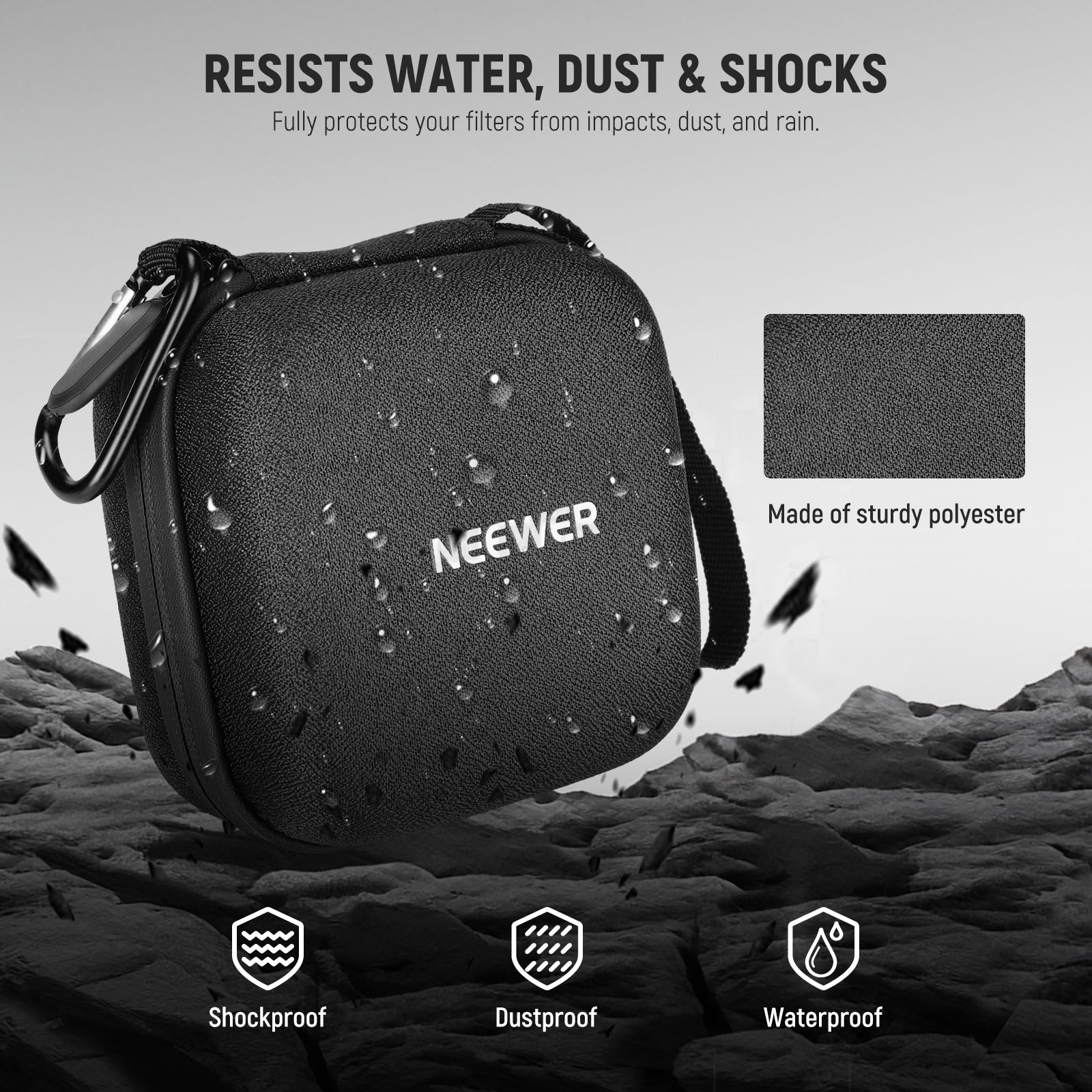 NEEWER PB11 Hard Shell Lens Filter Case protect your filters from impact, dust, and rain