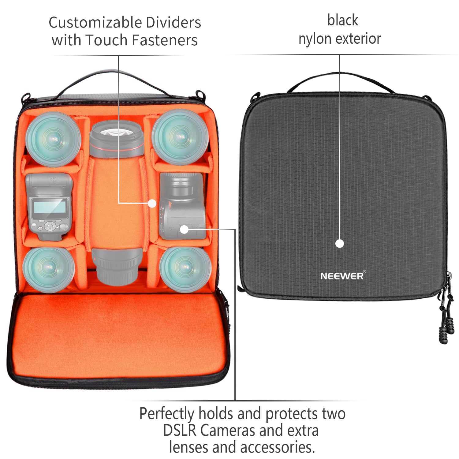 NEEWER Camera Padded Bag can hold two cameras and extra lenses and accessories.