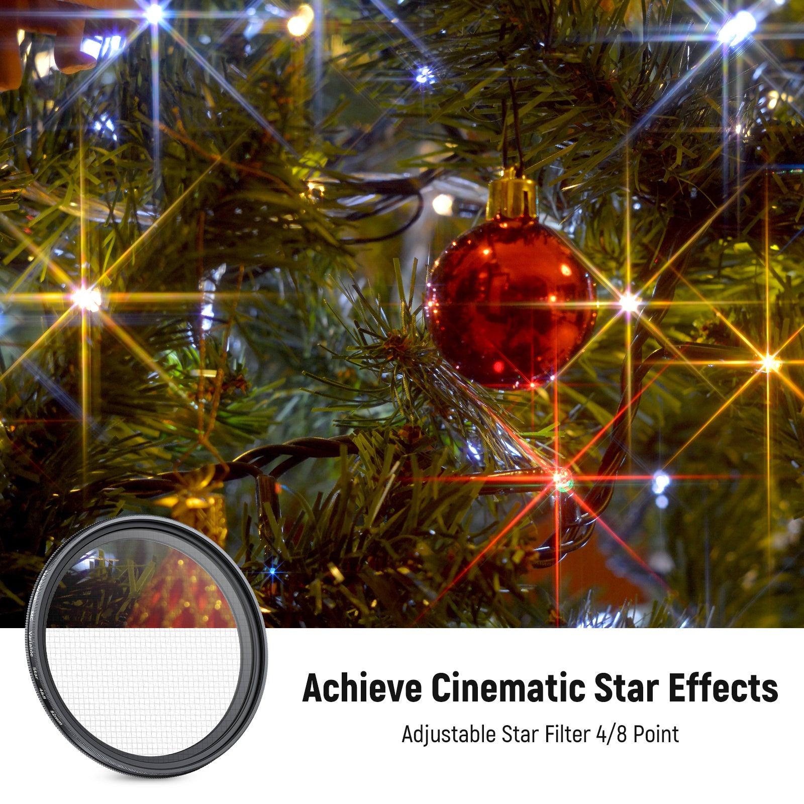 NEEWER Adjustable Star Filter helps achieve cinematic star effects