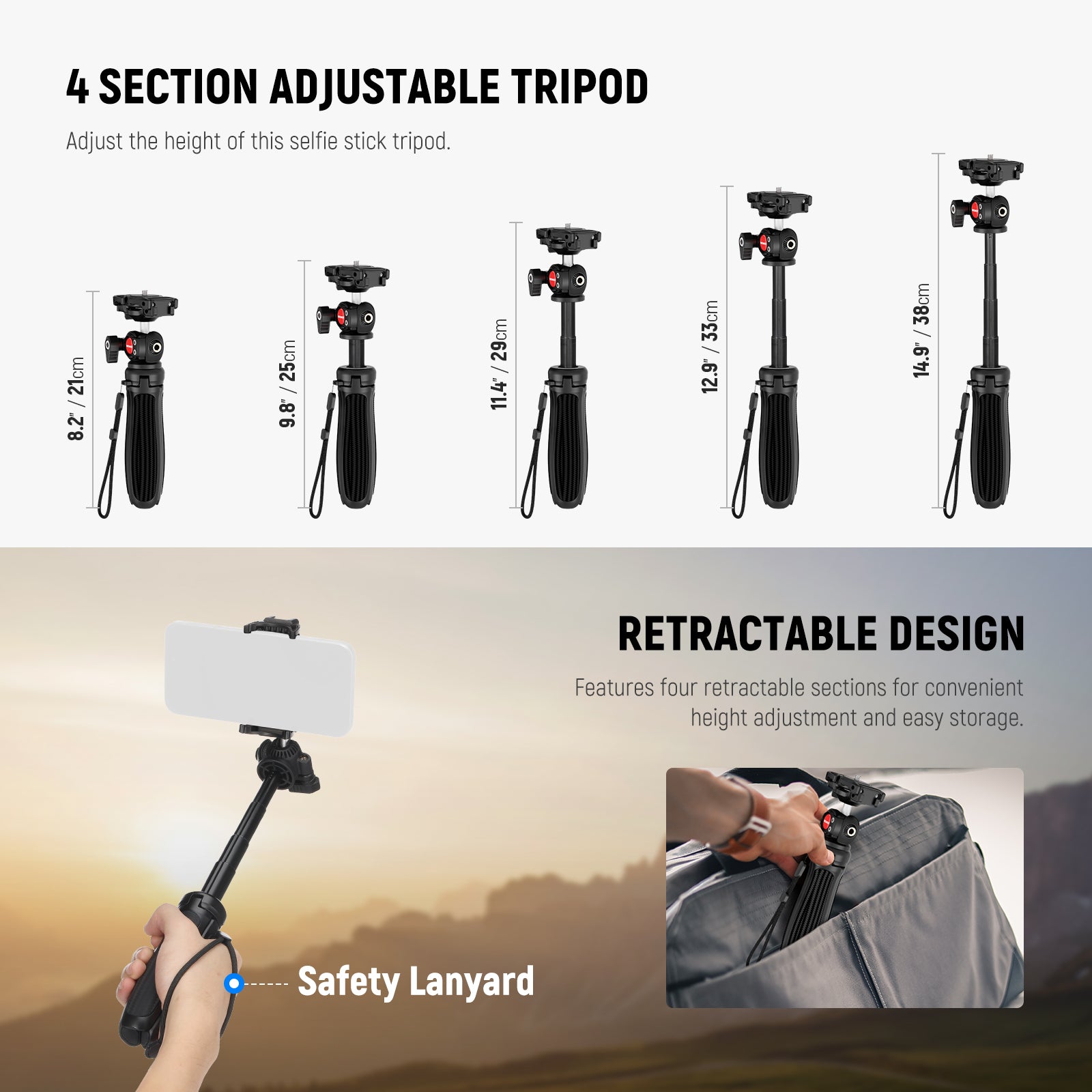 4 section adjustment tripod