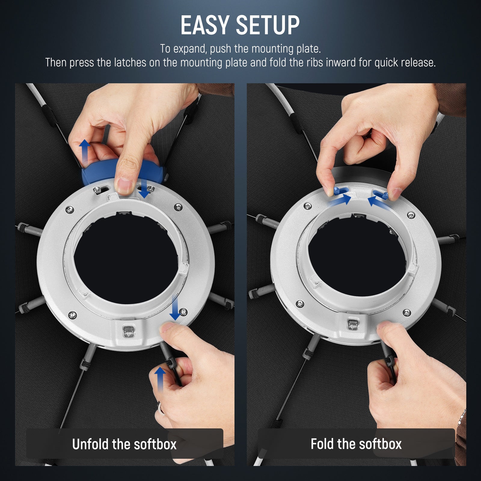 NEEWER NS92P Quick Release Octagonal Softbox is easy to set up.