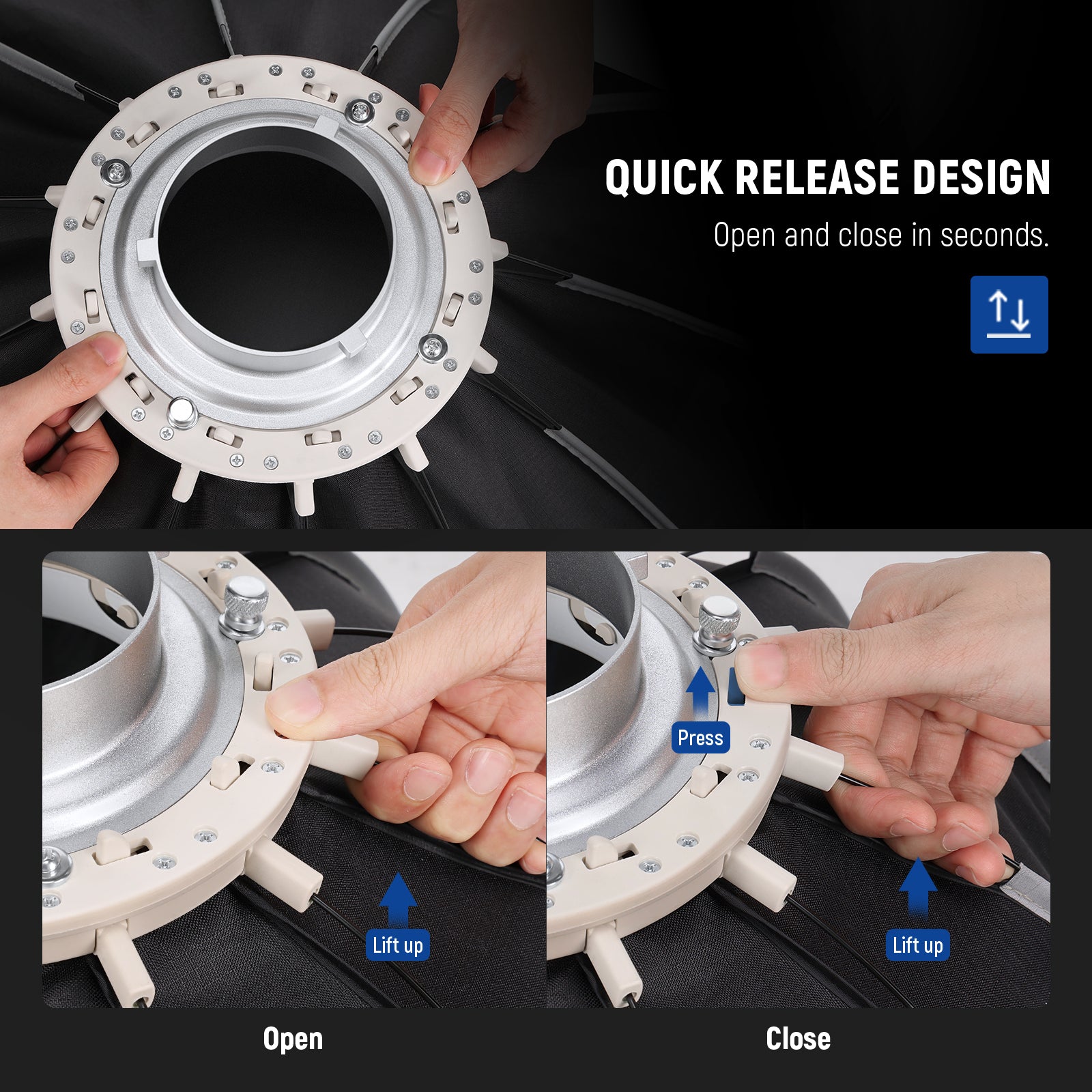 NEEWER NS6P Parabolic Softbox features quick release design.