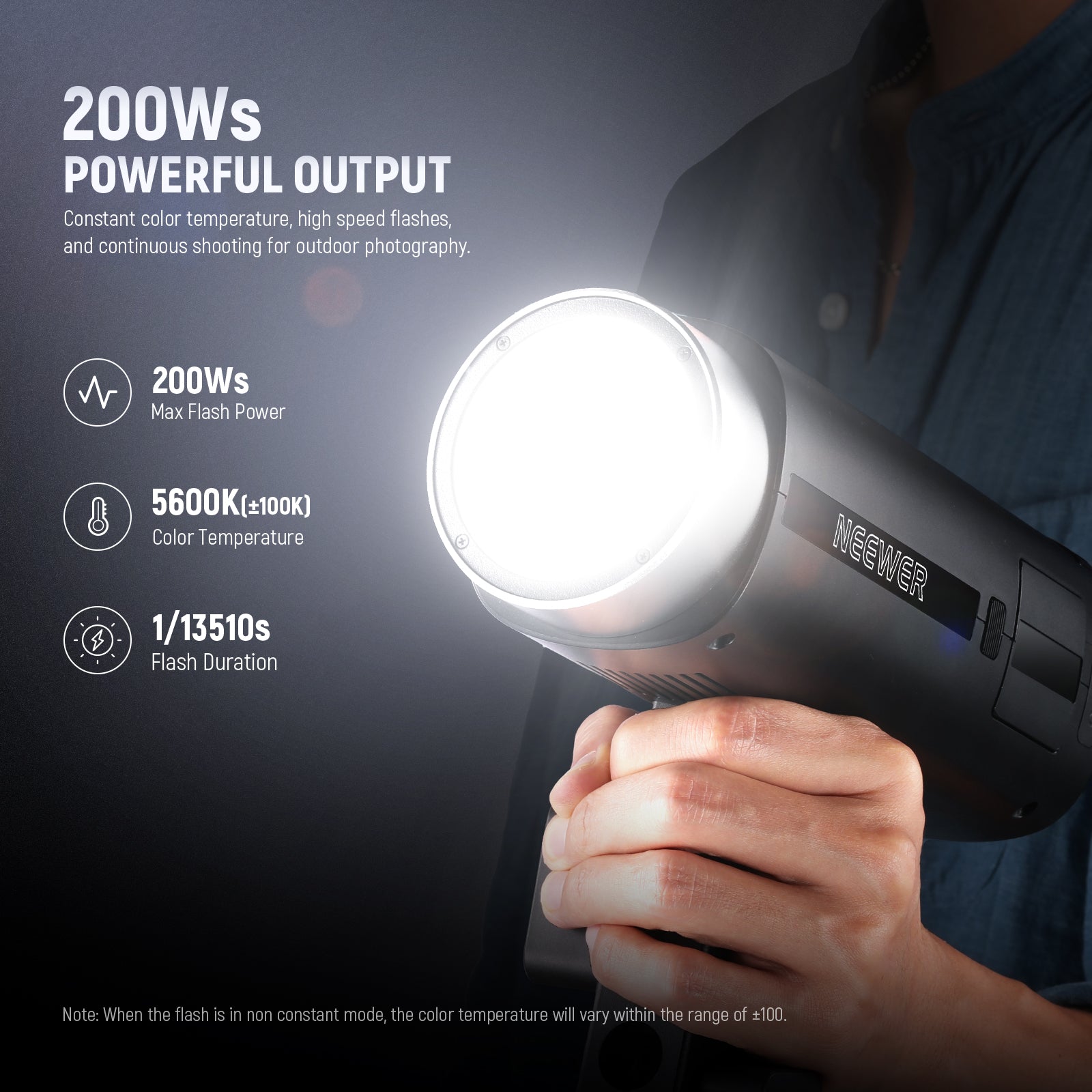 NEEWER Q200 offers 200Ws powerful output.
