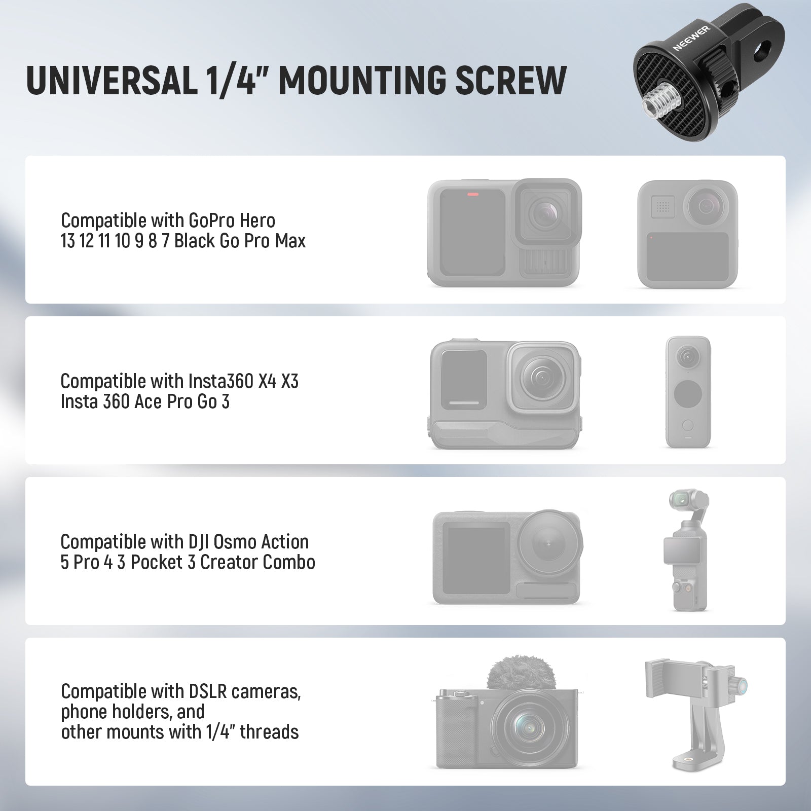 Universal 1/4" Mounting Screw