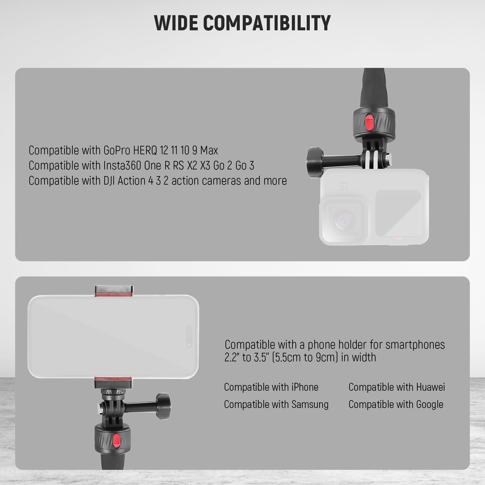 Wide Compatibility of the NEEWER GP-17 Flexible Quick Release Mount Clamp