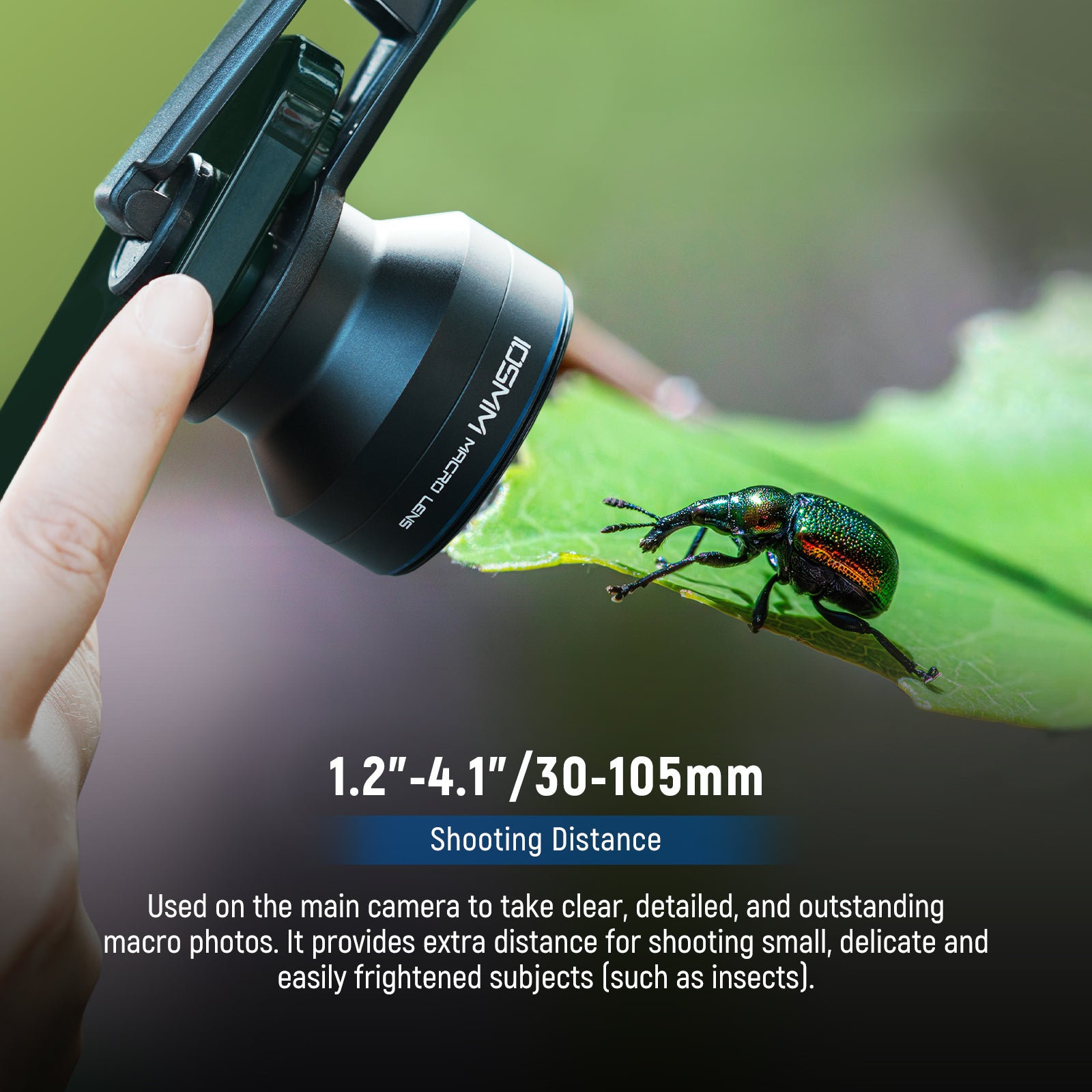 NEEWER LS-26 PRO 105mm Macro Lens provides extra distance for shooting insects.
