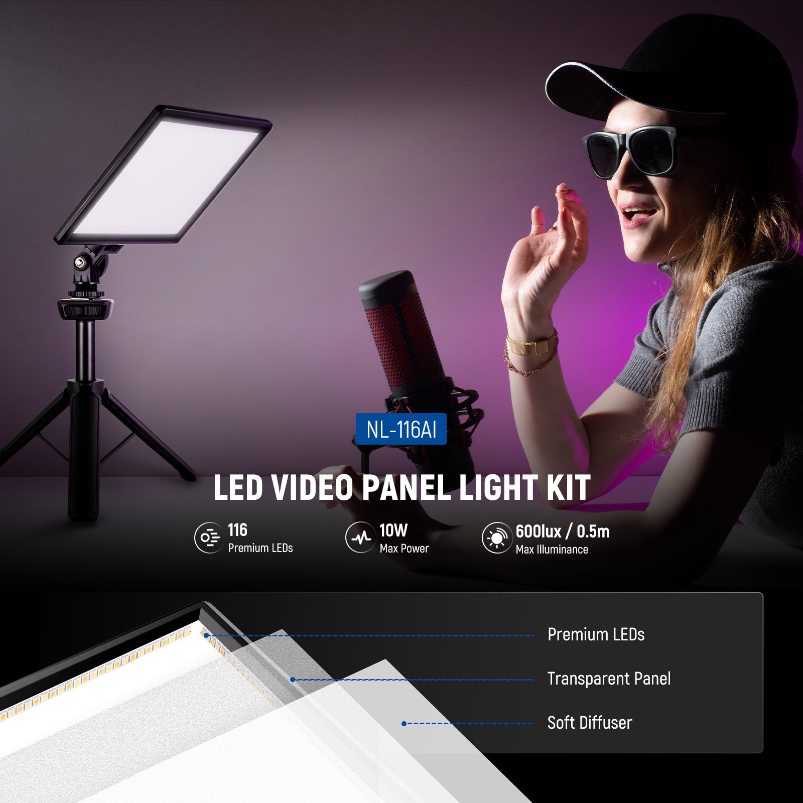 Specifications of the NEEWER NL-116AI Bi-Color LED Video Panel Light