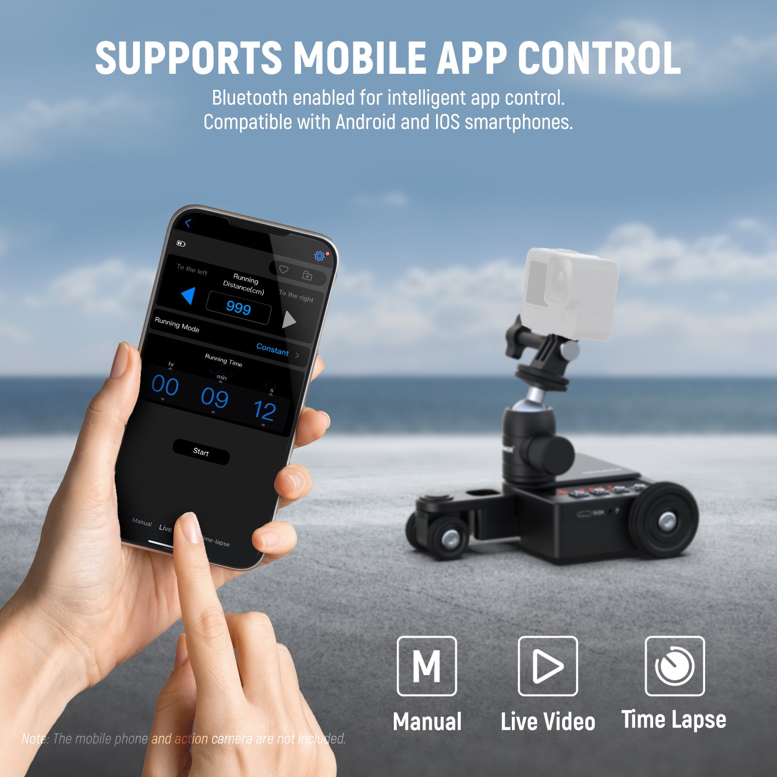 NEEWER Upgraded DL200 Motorized Camera Dolly can be controlled by the NEEWER APP.