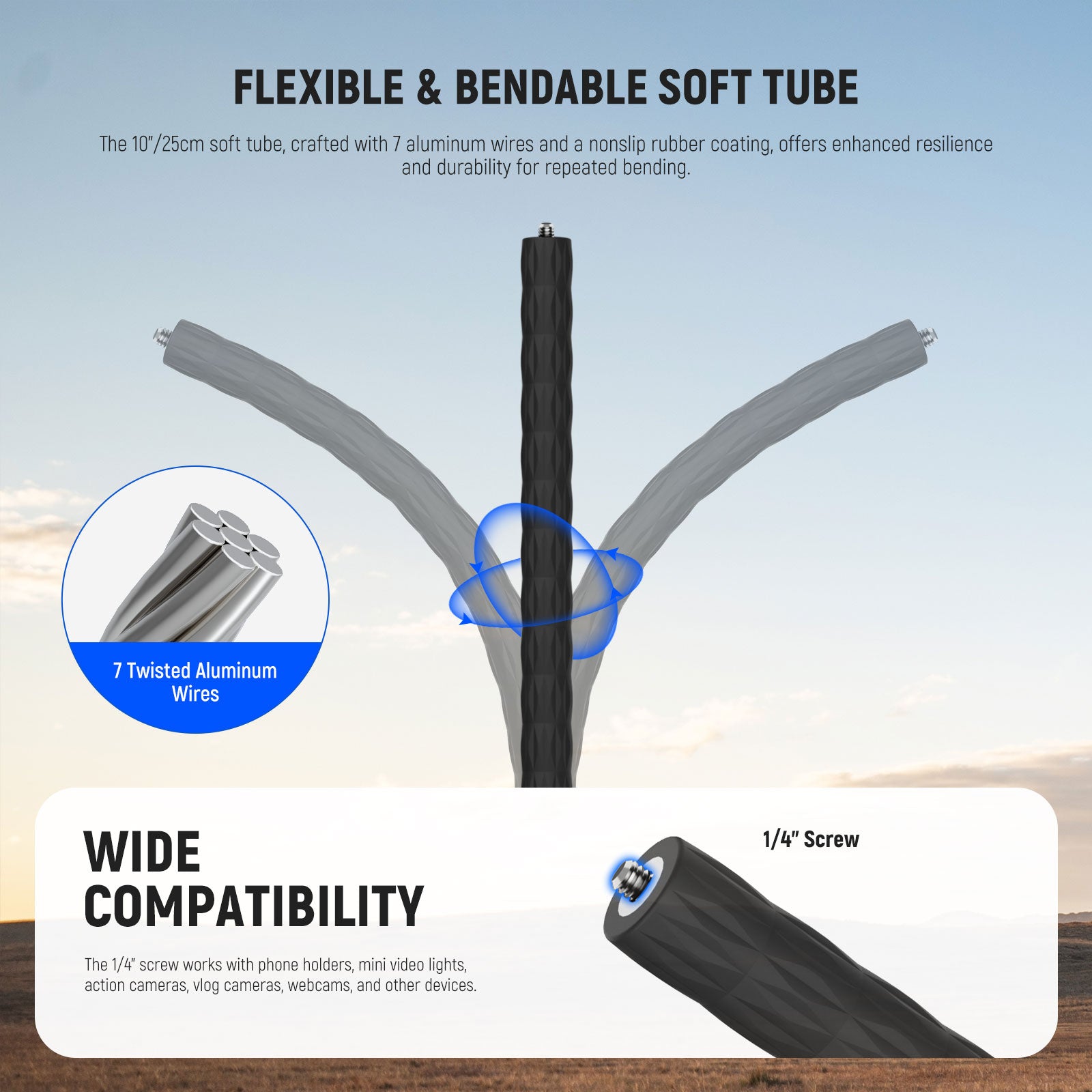 Wide Compatibility of the NEEWER GP-26 Action Camera Mount Kit with Super Clamp