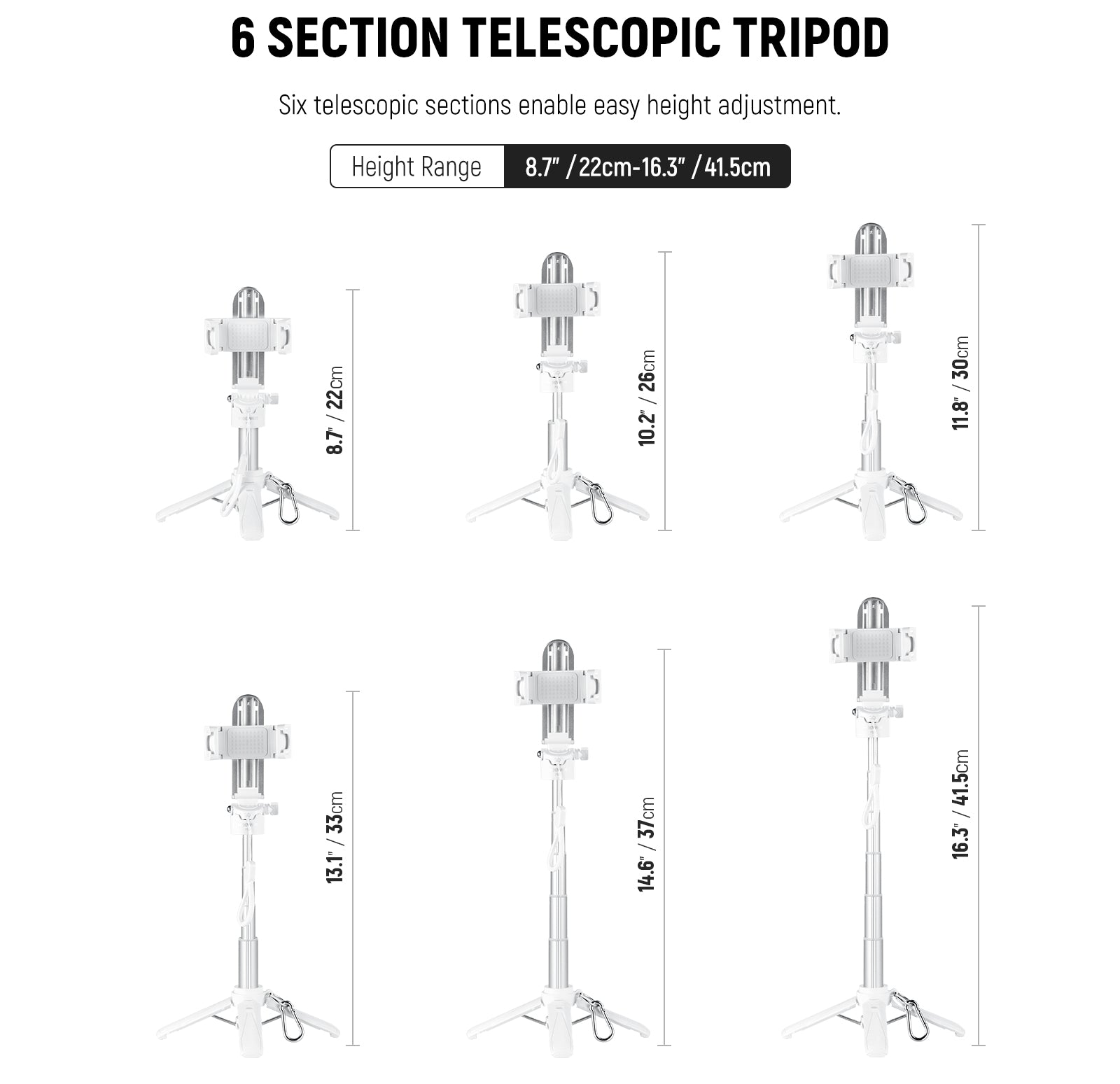 NEEWER P15 is a 6 section telescopic tripod.