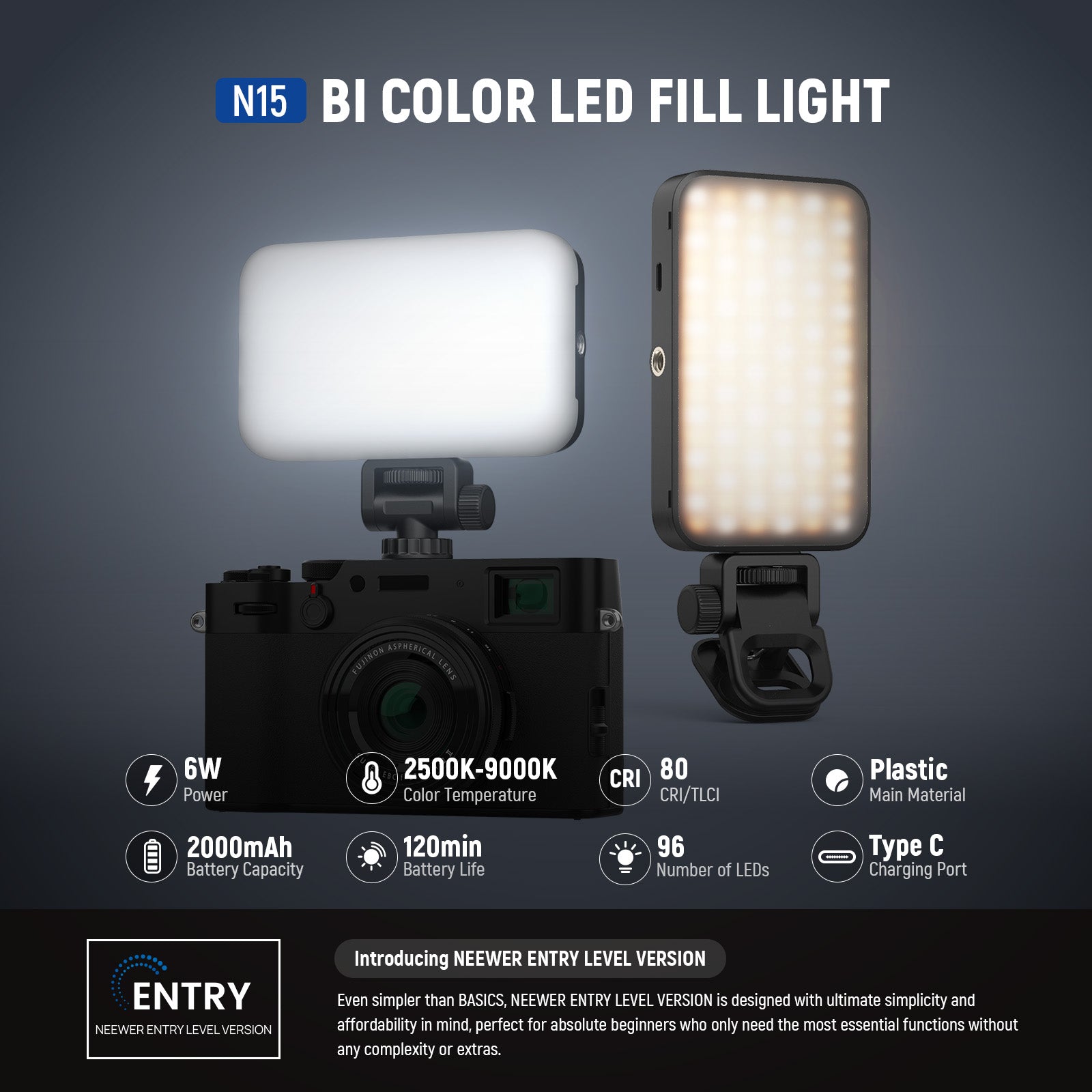 NEEWER N15 Clip On Magnetic Selfie Light features 6W power output