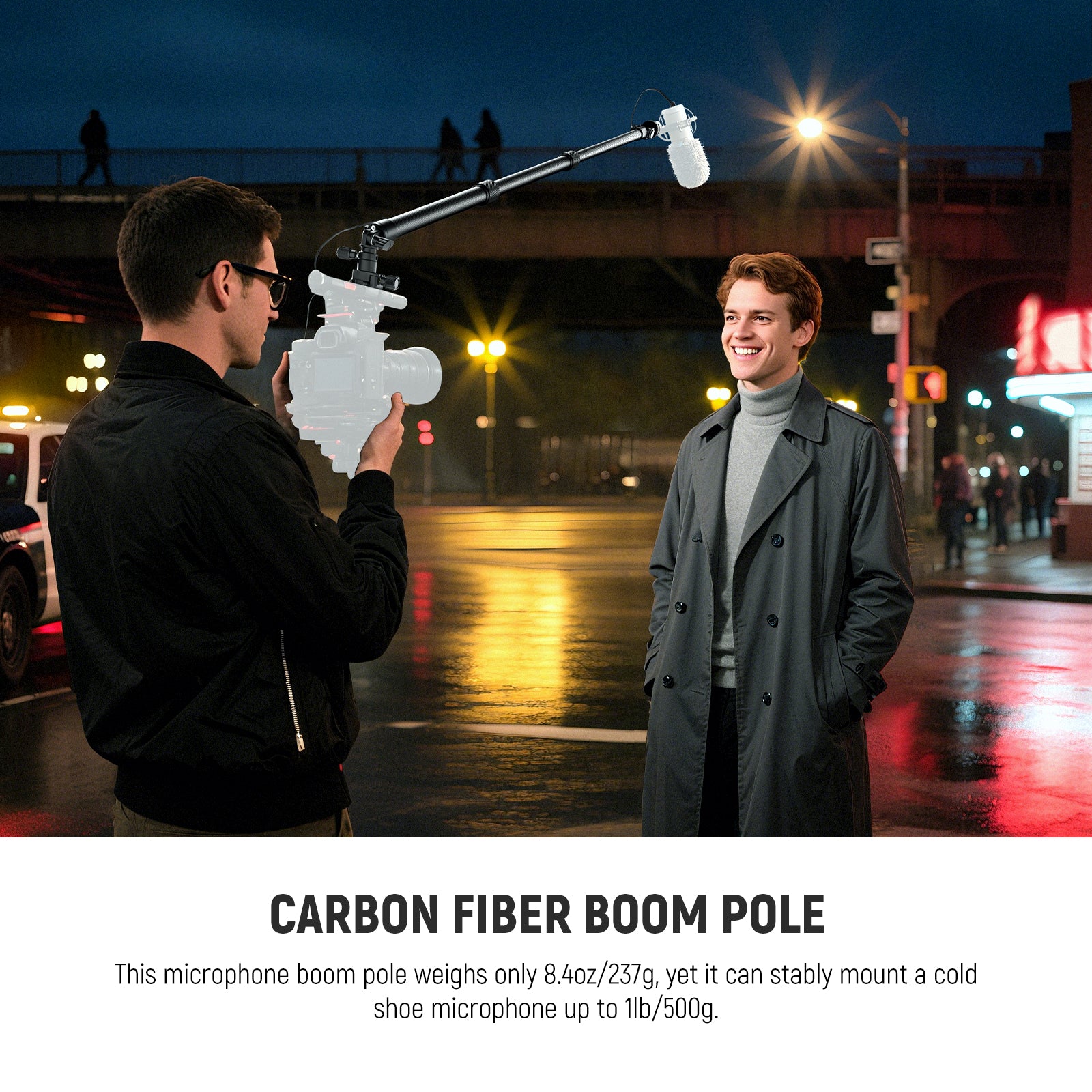 NEEWER BP01 Carbon Fiber Microphone Boom Pole weighs only 237g.