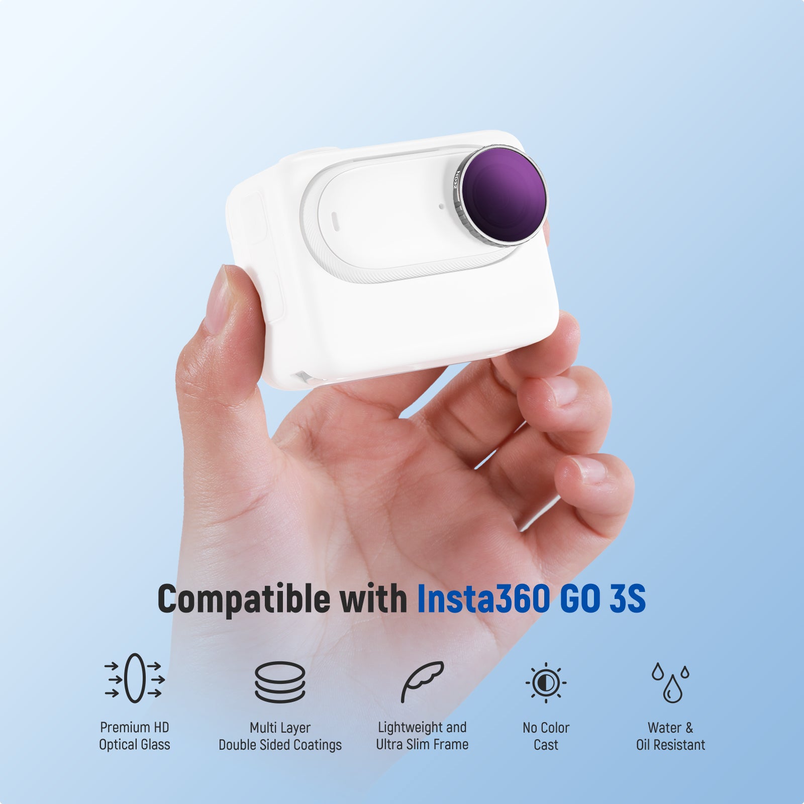 This lens filter set is compatible with the Insta360 GO 3S.