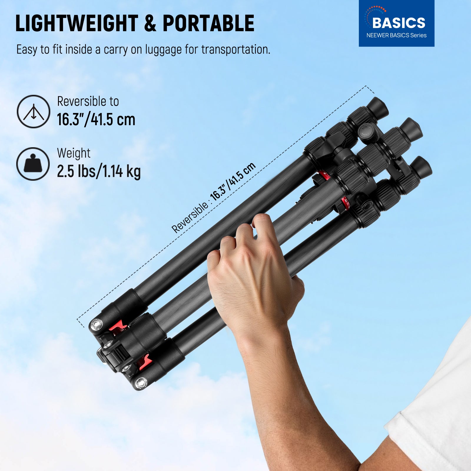 NEEWER TP17 Carbon Fiber Tripod is lightweight and portable.