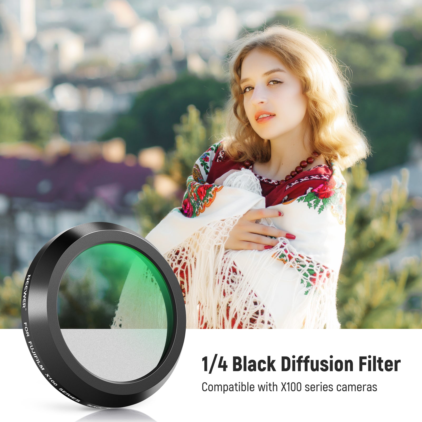 NEEWER black diffusion camera lens filter is specifically designed for the X100 series cameras