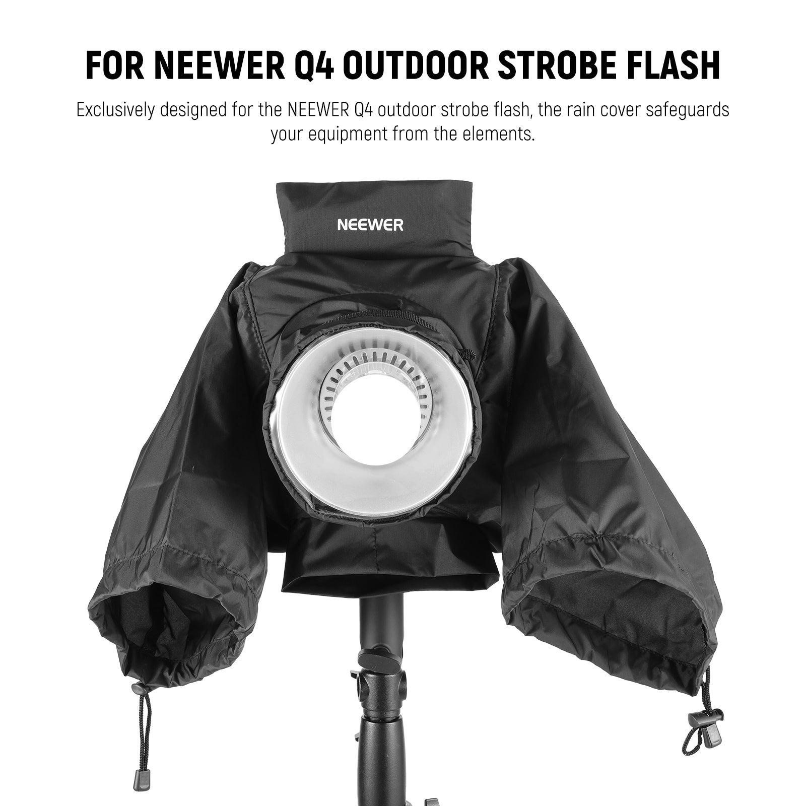 Exclusively designed for the NEEWER Q4 outdoor strobe flash, the rain cover safeguards your equipment from the elements.
