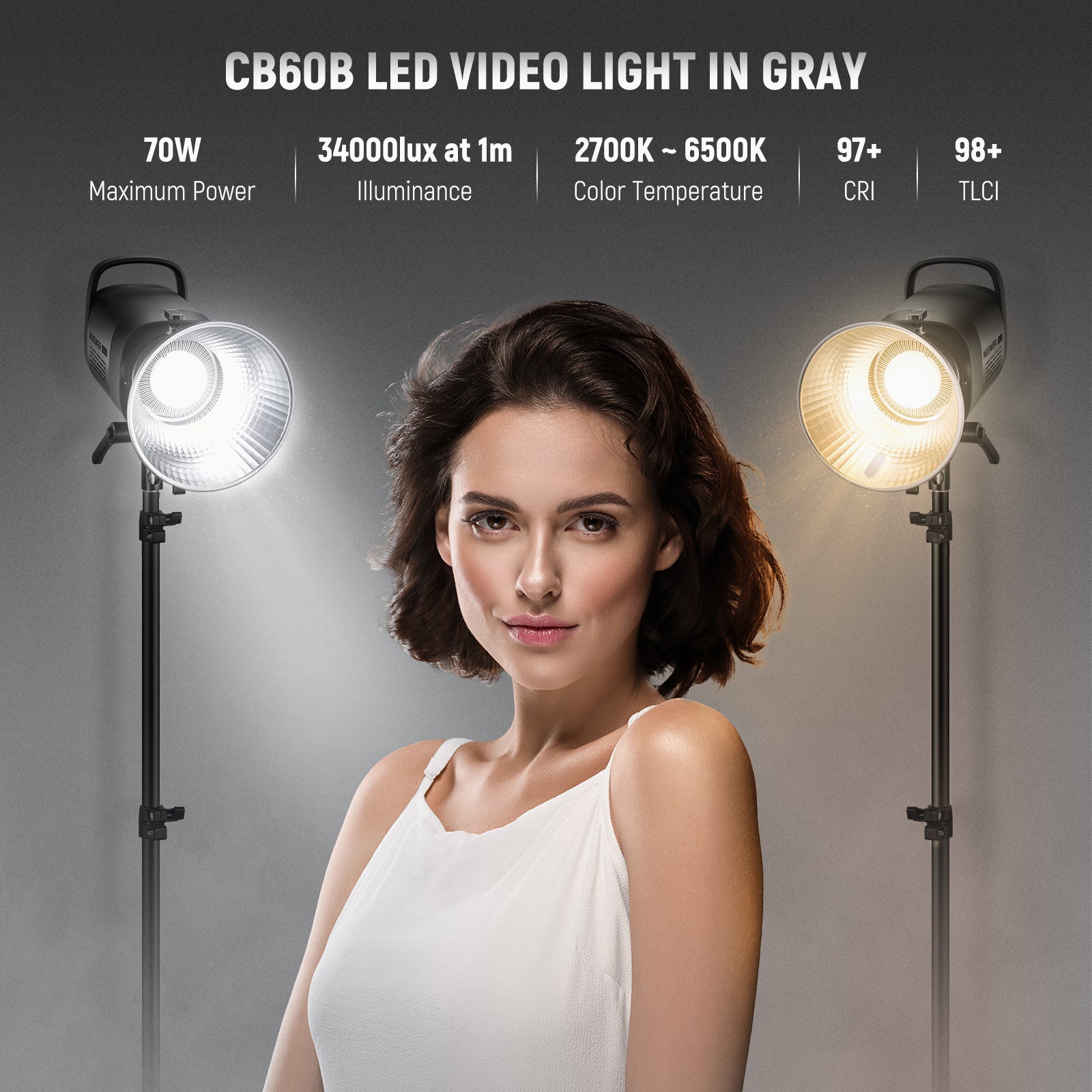 Specifications of the NEEWER CB60B Bi-Color LED Video Light