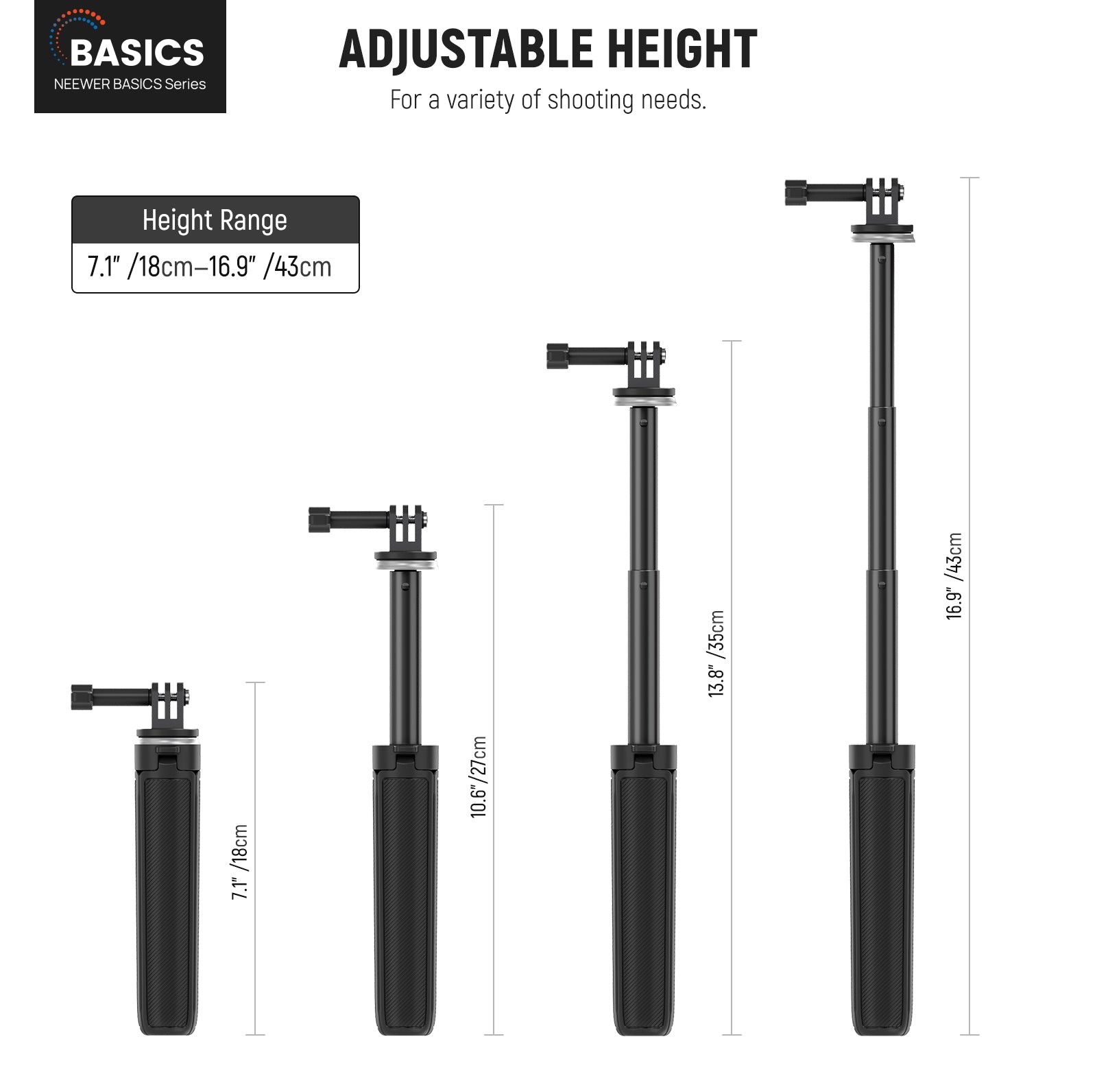 NEEWER P46 Selfie Stick Tripod is easy to adjust height