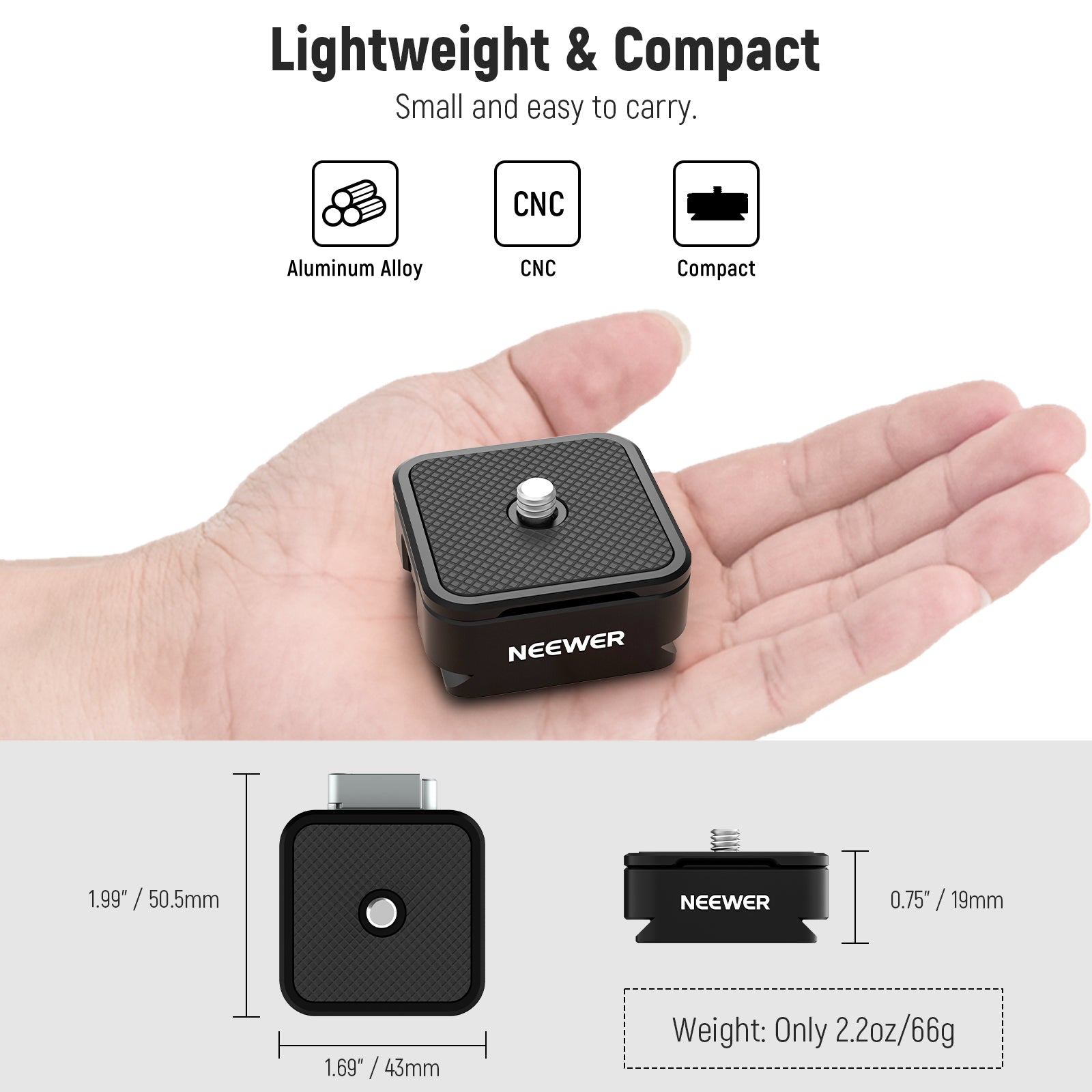 NEEWER CA009 Arca Type Quick Release Plate is lightweight and compact.