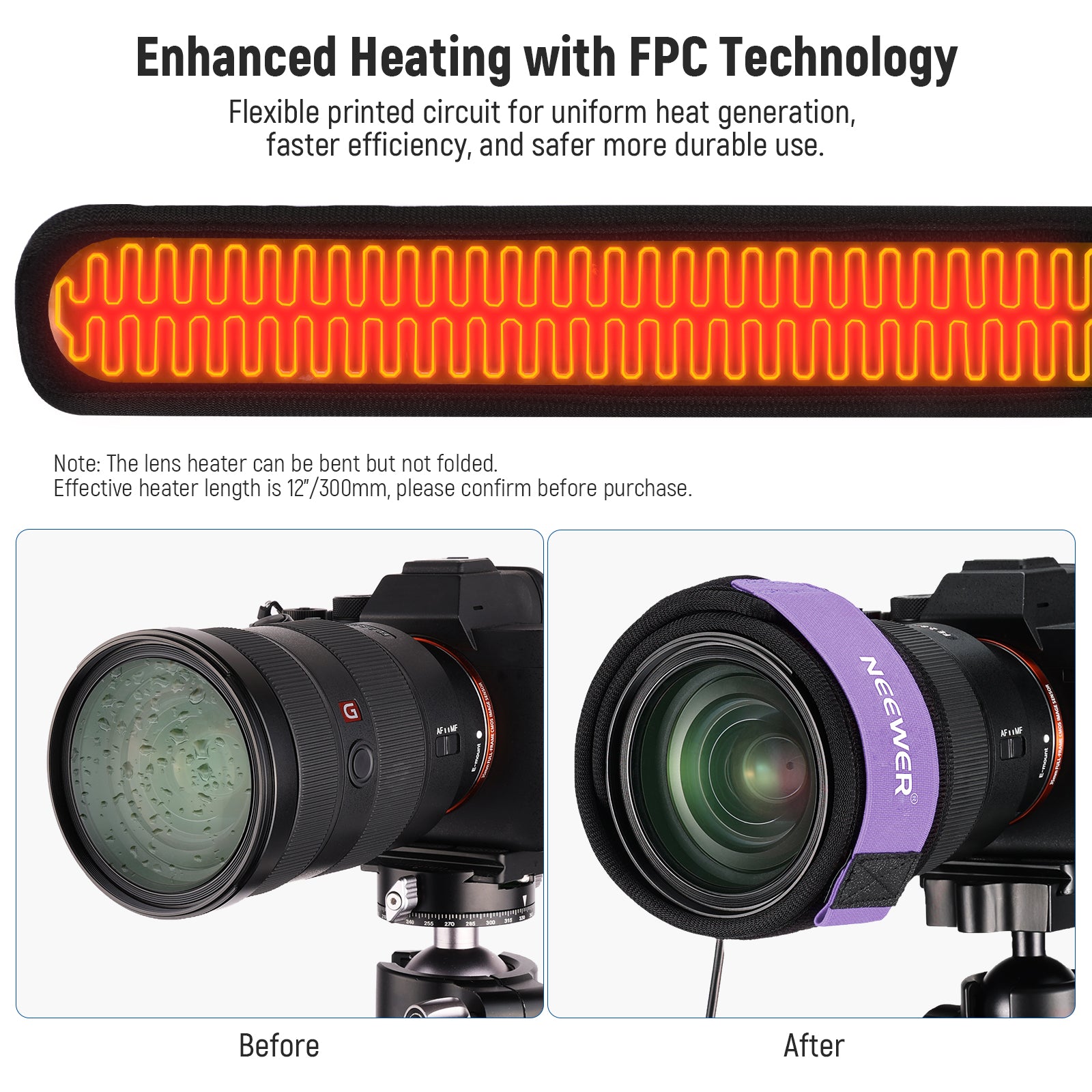 NEEWER HW-28 USB Lens Heater enhances heating with FPC technology.