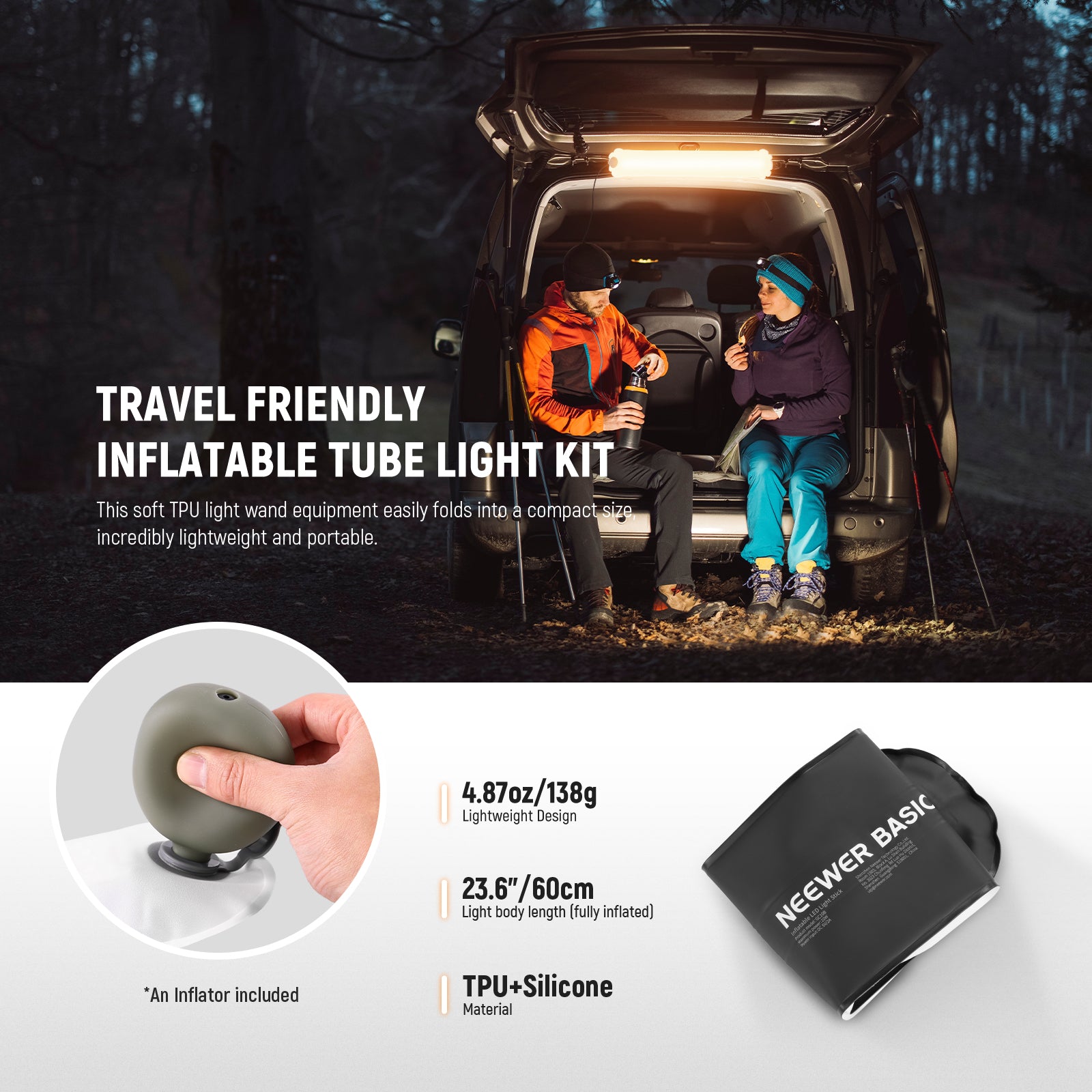 Travel Friendly Inflatable Tube Light Kit