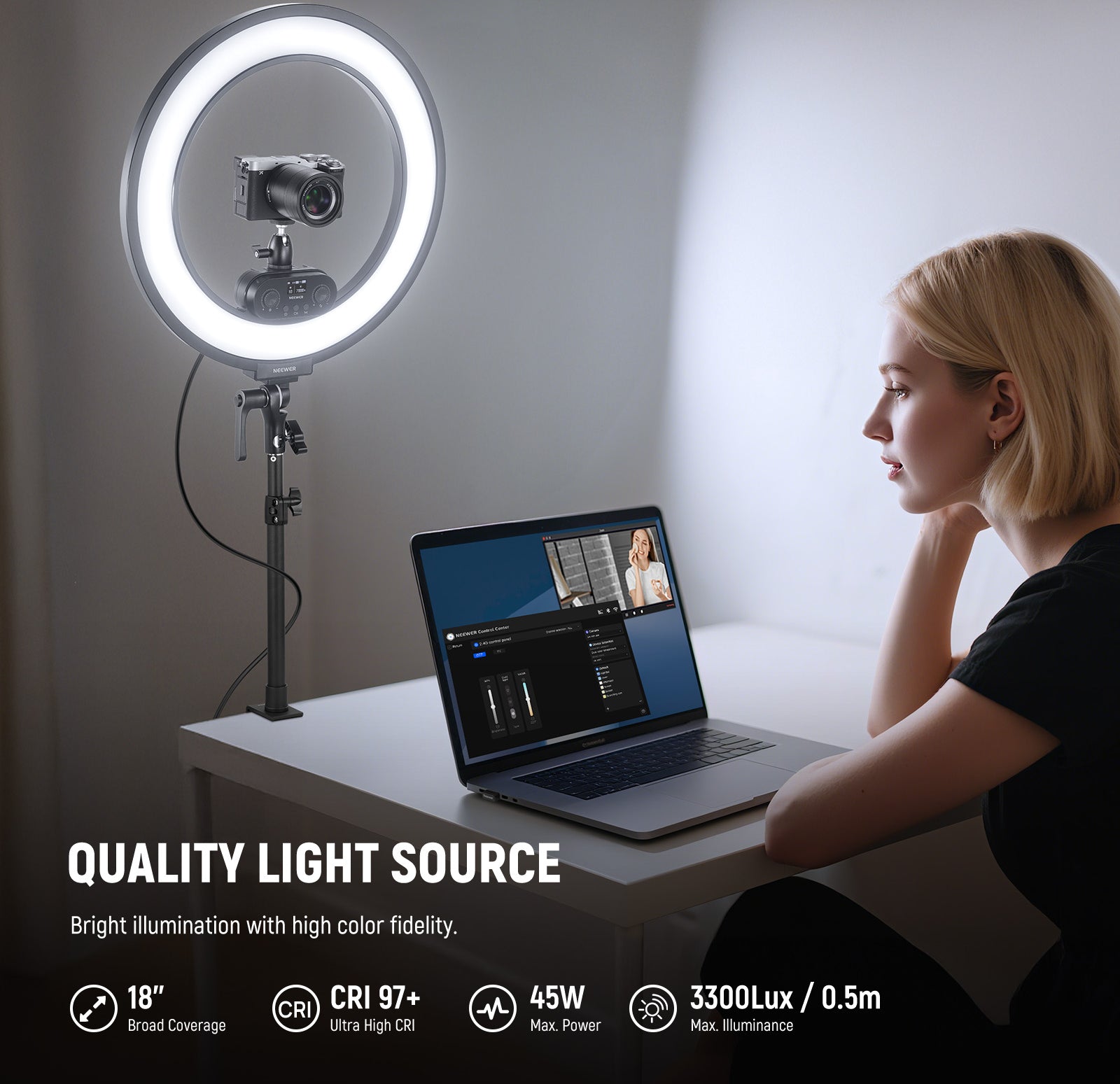 Specifications of the NEEWER RL45B Ring Light Kit
