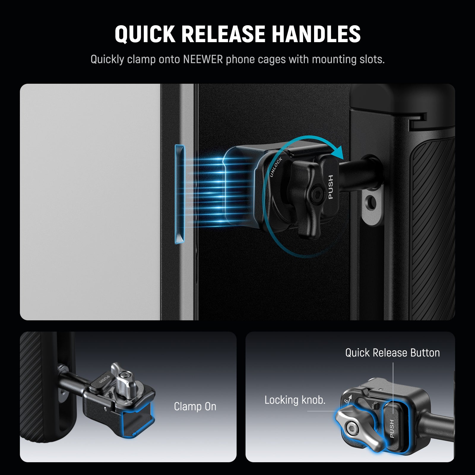 Quick release handles