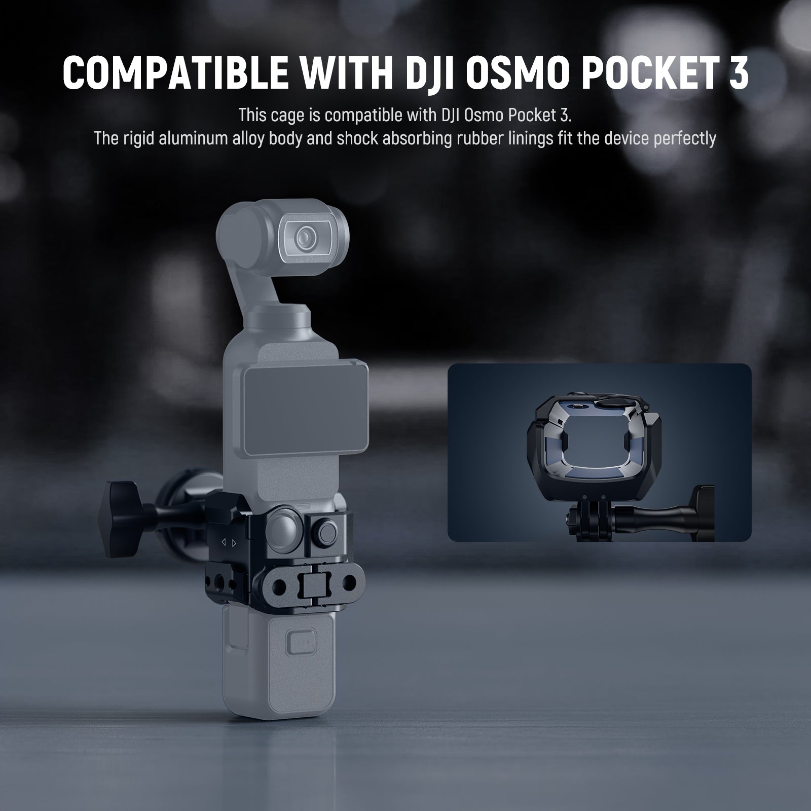 This rigid aluminum alloy cage is compatible with DJI Osmo Pocket 3