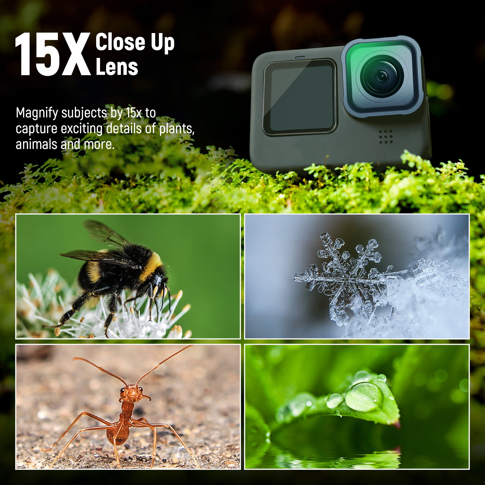 This filter and lens accessories kit includes a 15X Magnification Lens