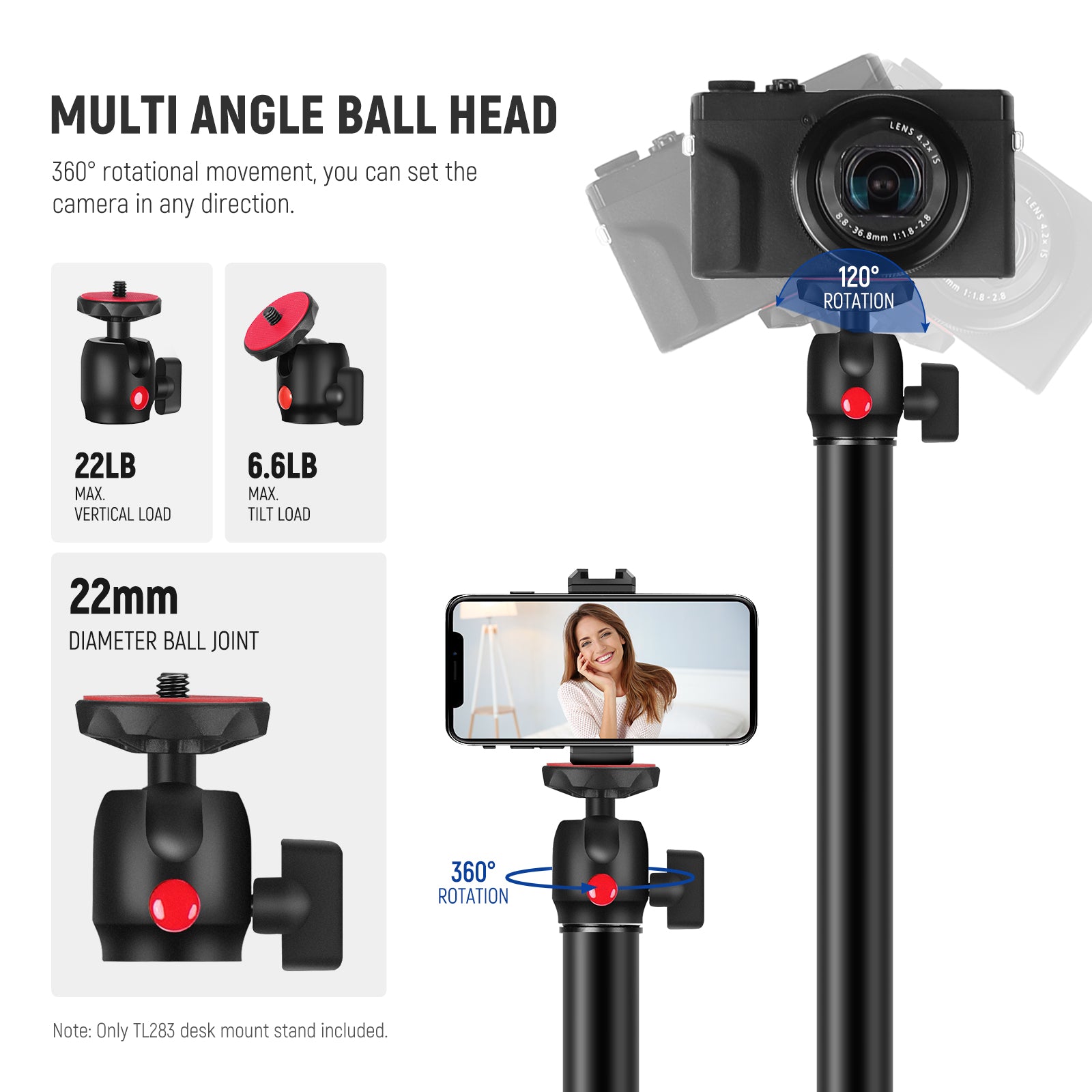 360° Swivel Ball Head