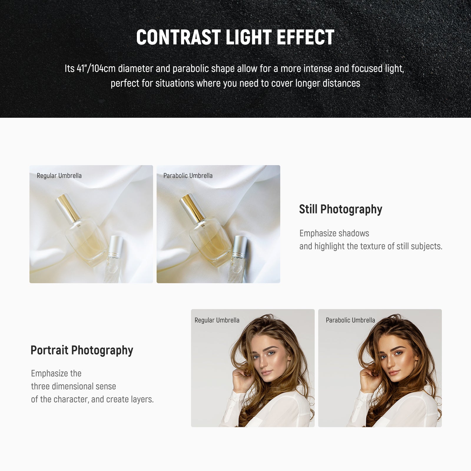 NEEWER NS1U Parabolic Reflective Umbrella is perfect for situations where you need to cover longer distances.