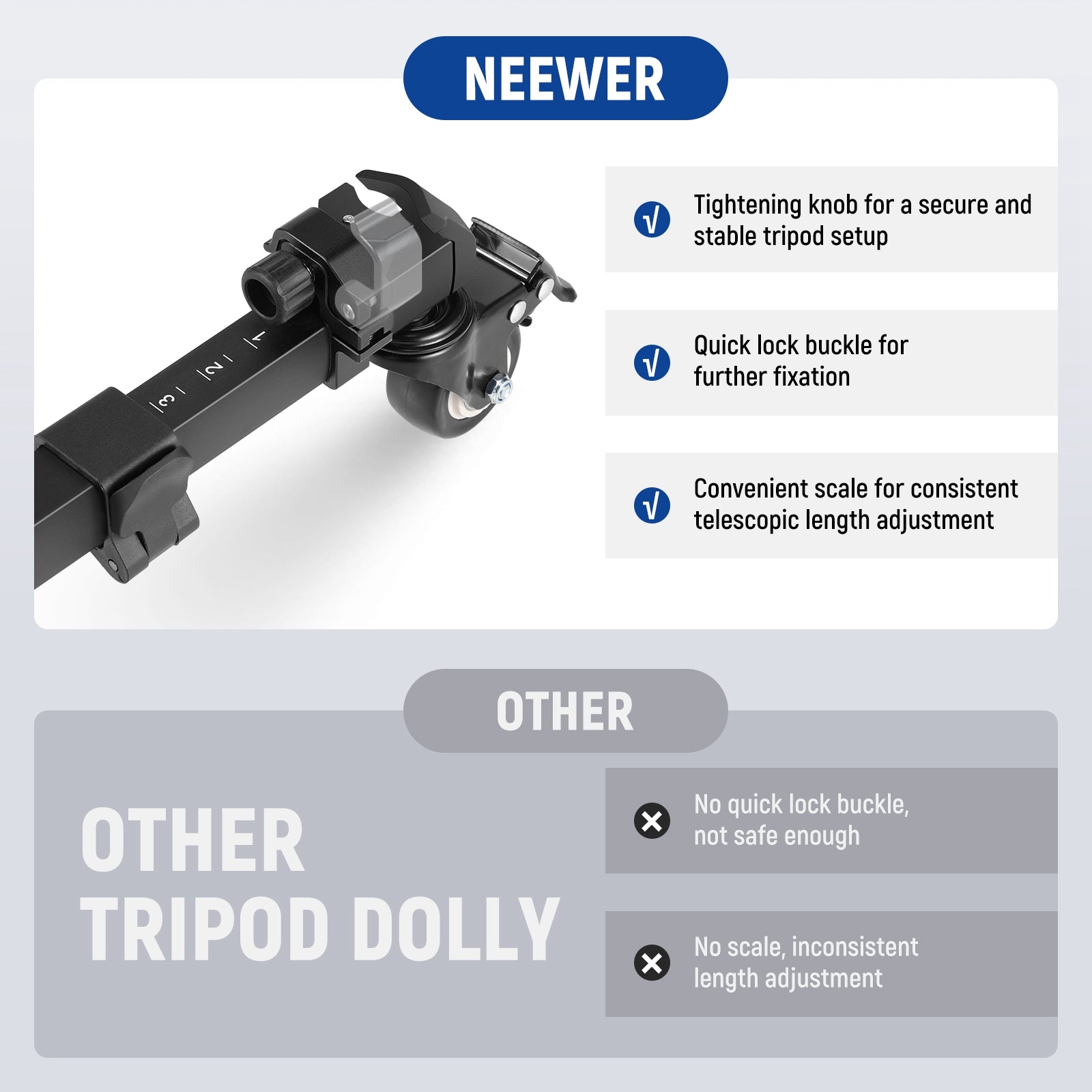 NEEWER TS009 Photography Tripod Dolly VS. Others