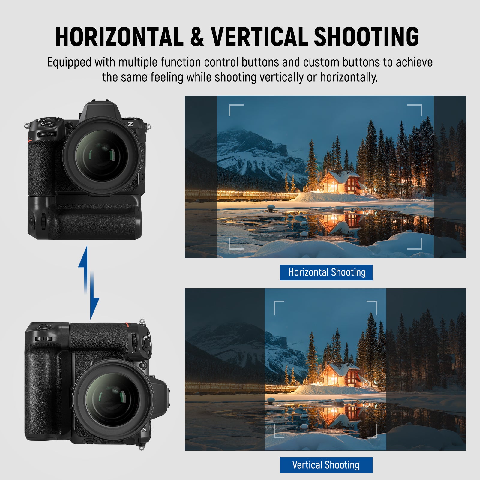 NEEWER MB-N12RC-L Camera Battery Grip is equipped with multiple custom buttons.