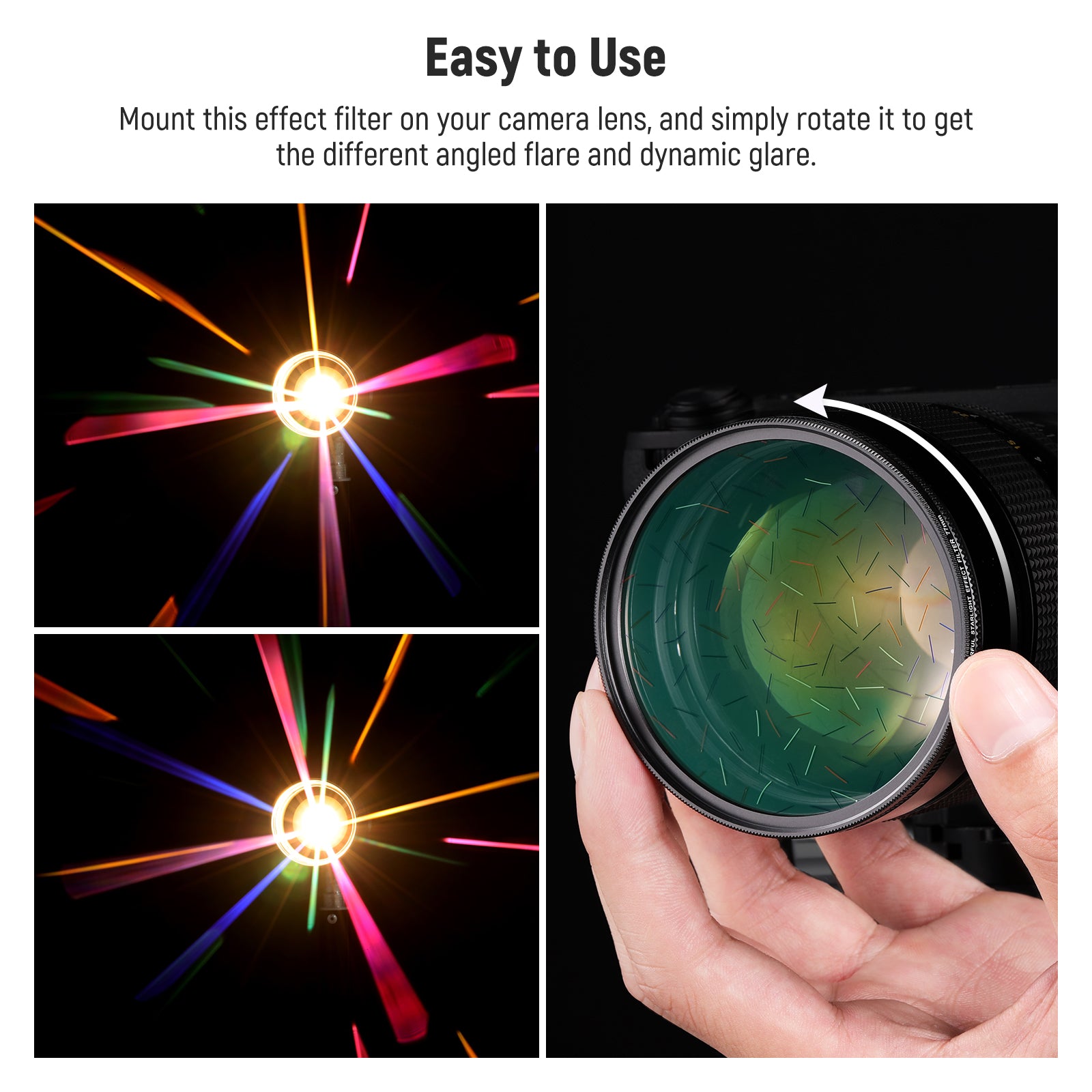 NEEWER Colorful Starlight Brushed Camera Lens Filter is easy to use.