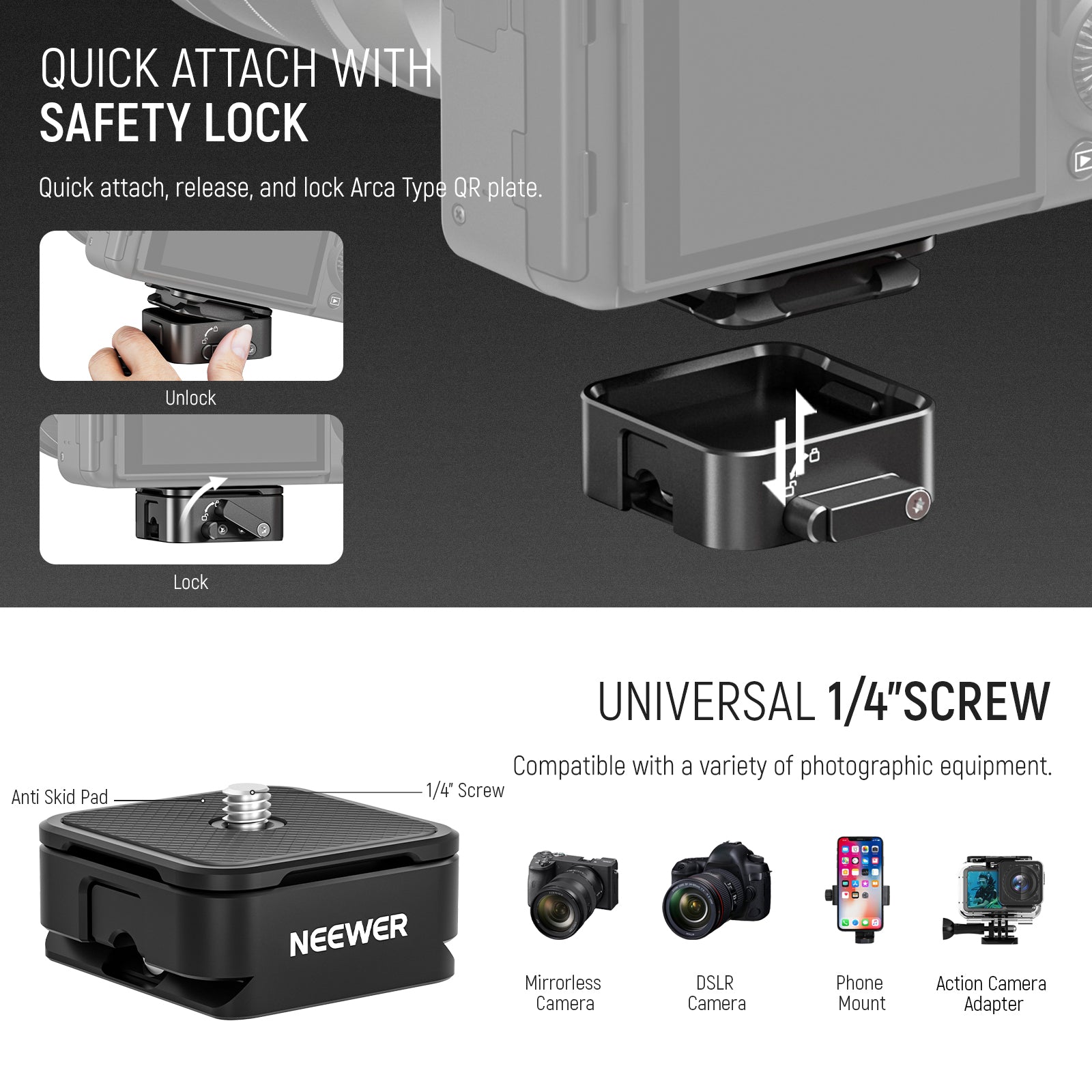 Quick Switch Arca Type Camera Mount QR System