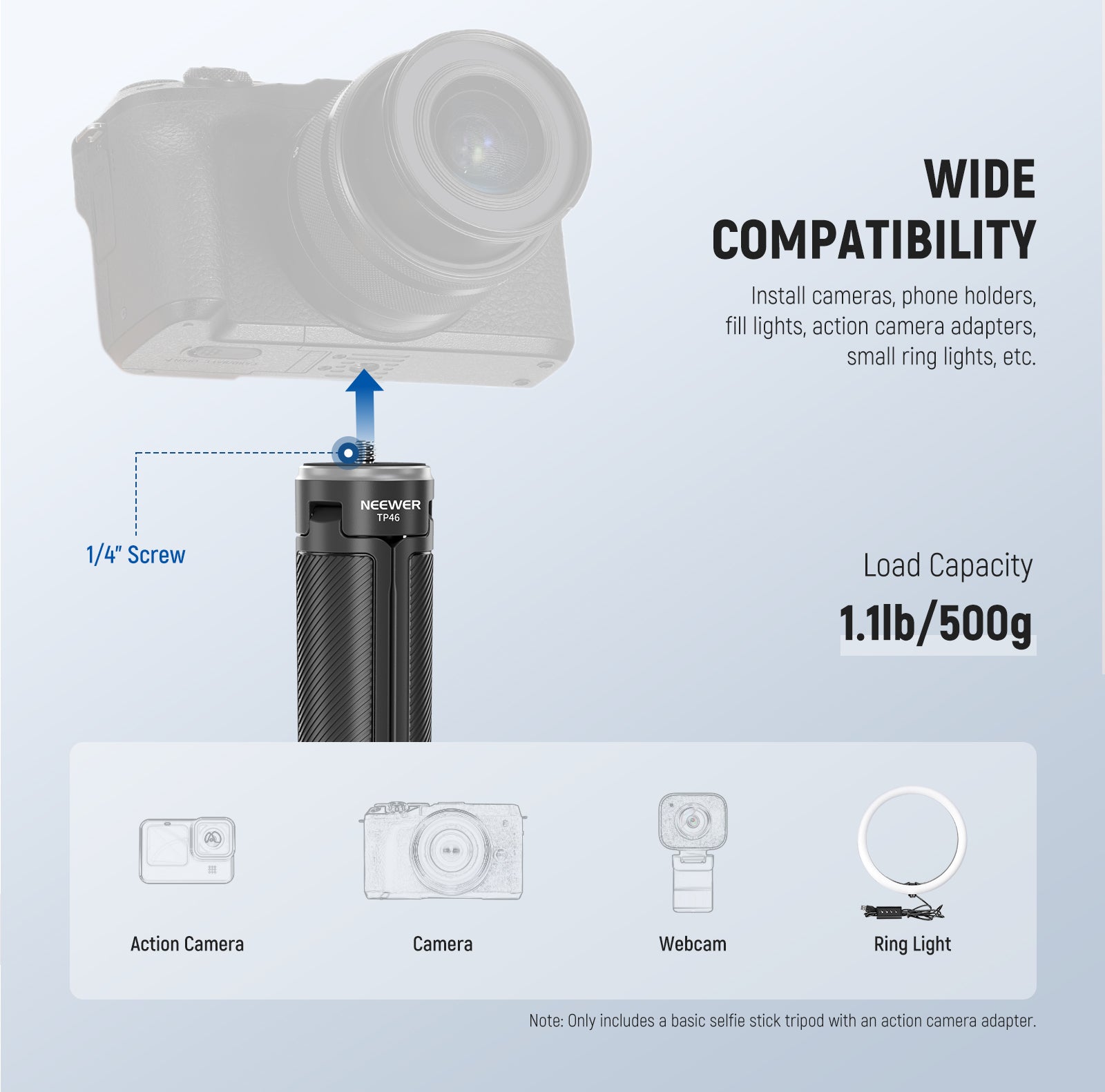 Wide Compatibility of the NEEWER P46 Selfie Stick Tripod