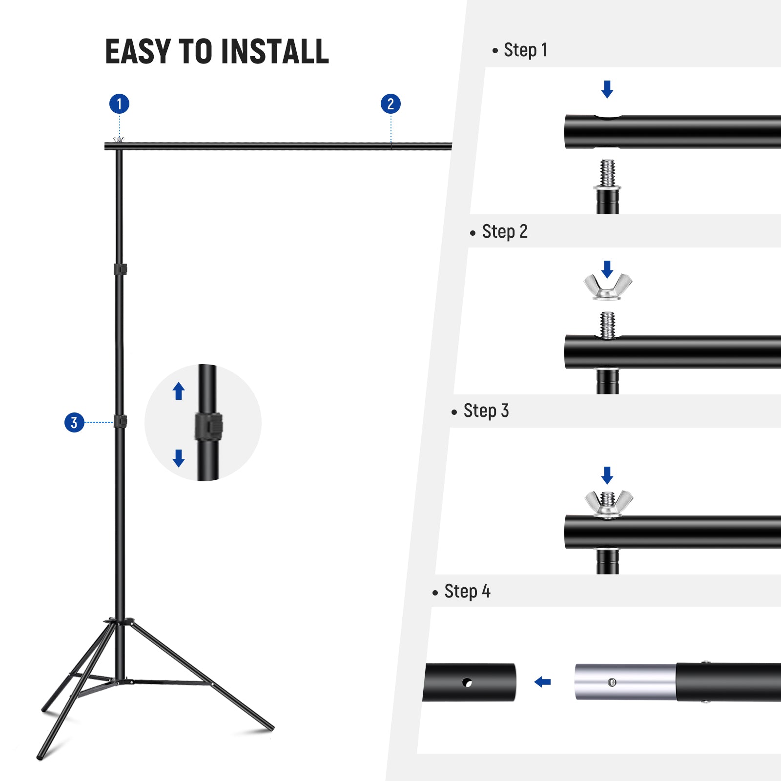 NEEWER 10x7ft Adjustable Photoshoot Backdrop Stand Kit is easy to install