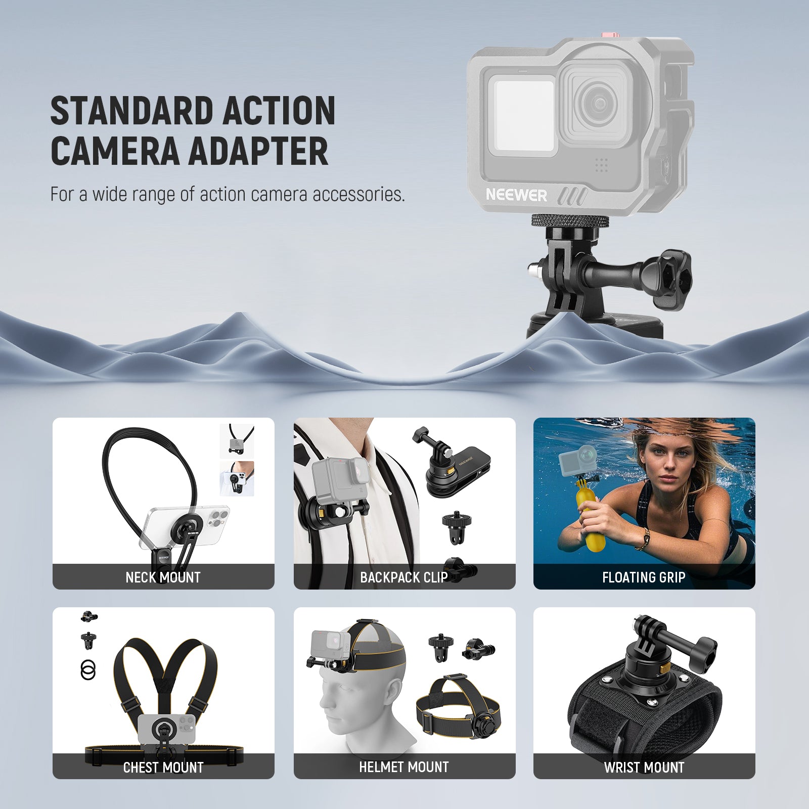Standard action camera adapter