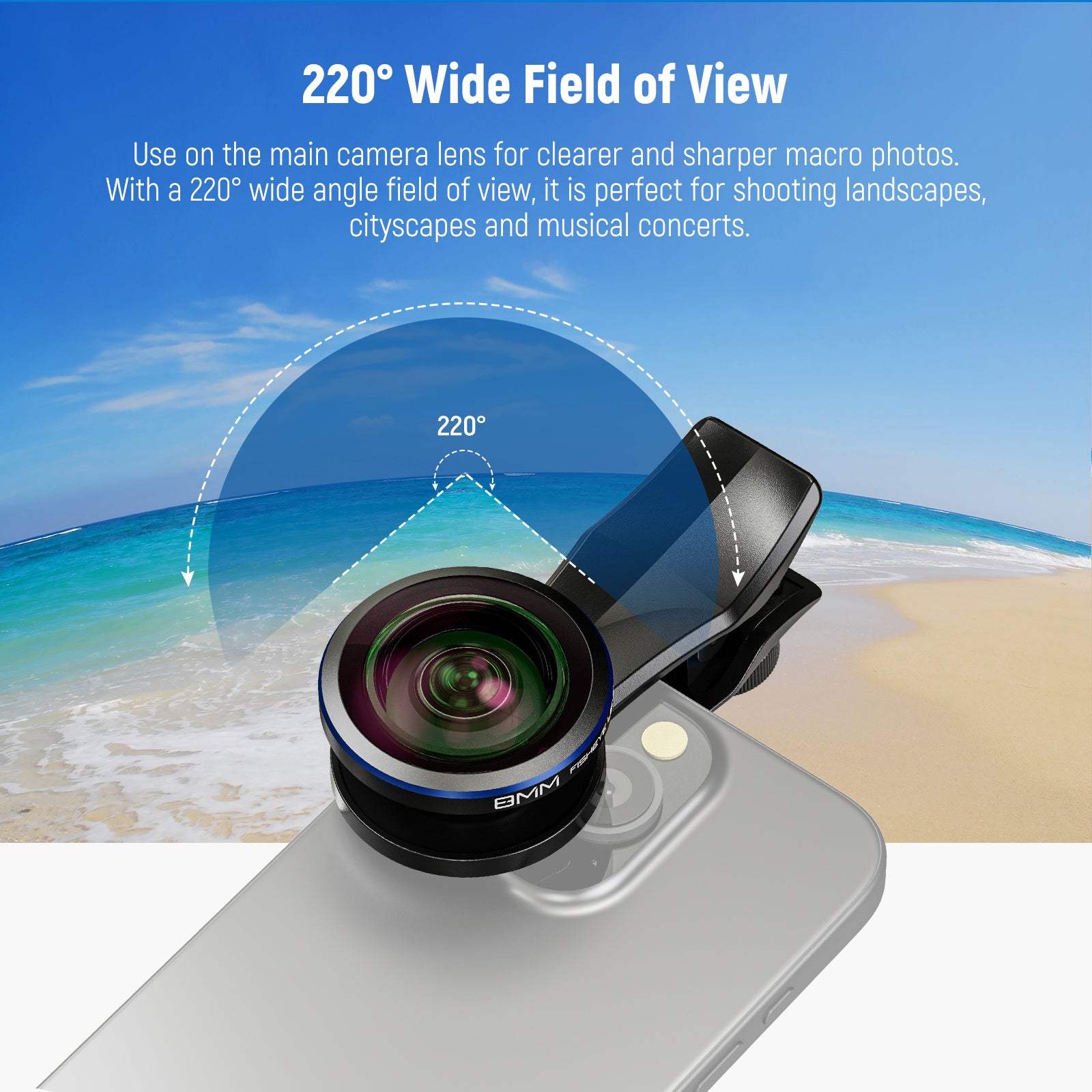 NEEWER LS-29 PRO 8mm Phone Fisheye Lens is perfect for creative landscape photography.