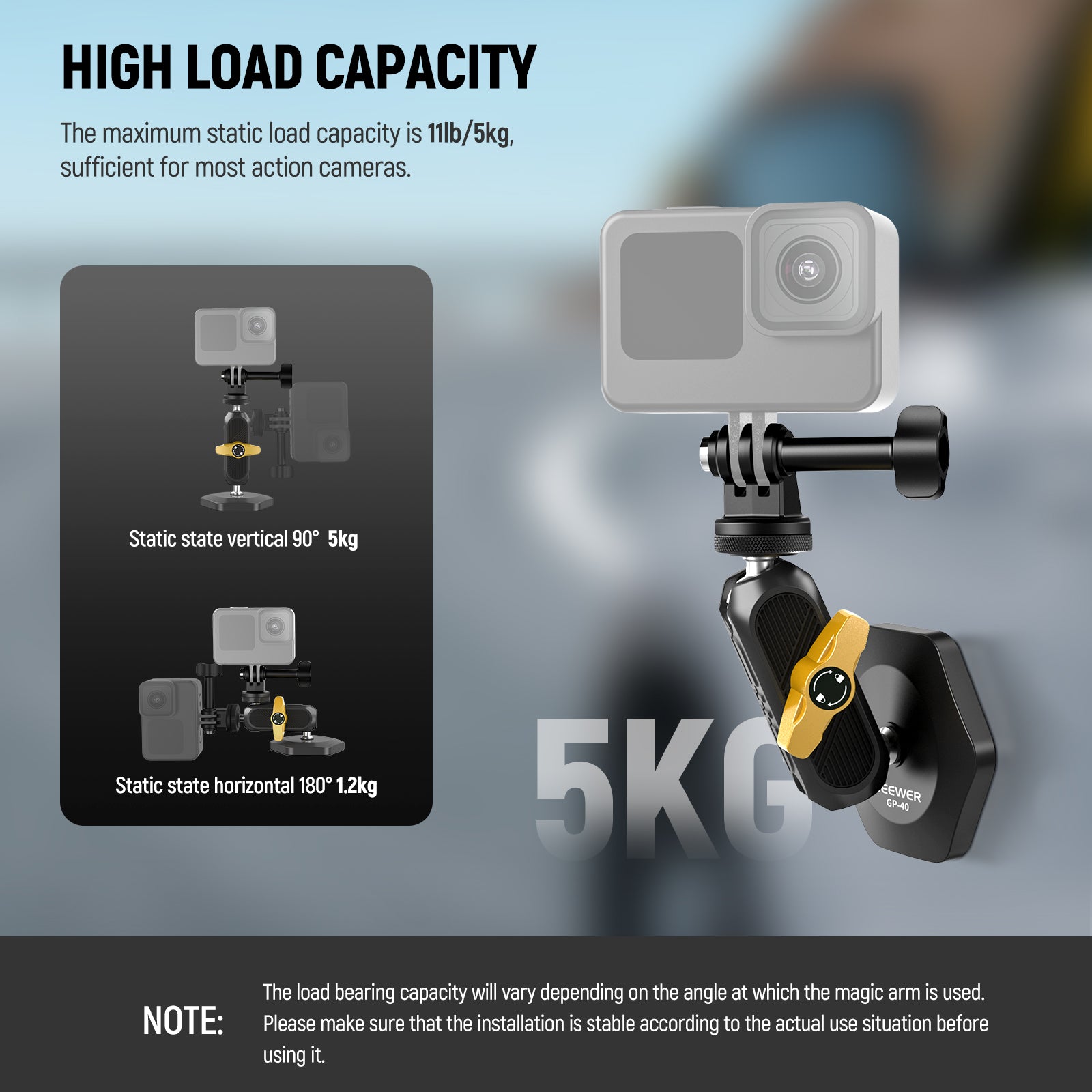 NEEWER GP-40 Magnetic Action Camera Mount is sufficient for most action cameras.