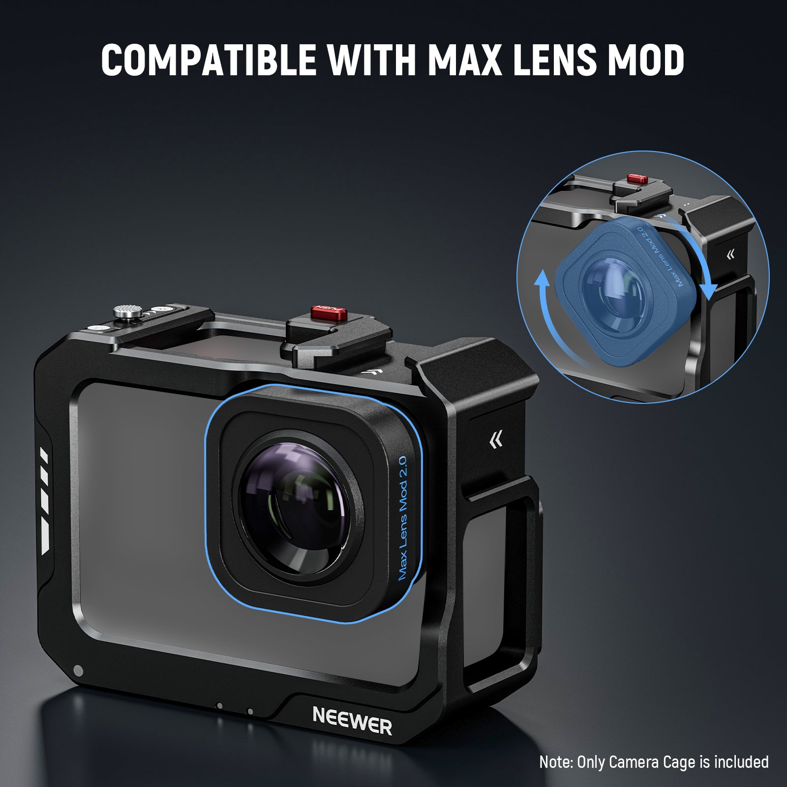 NEEWER AC008 Metal Vlog Camera Cage is compatible with MAX lens mod.