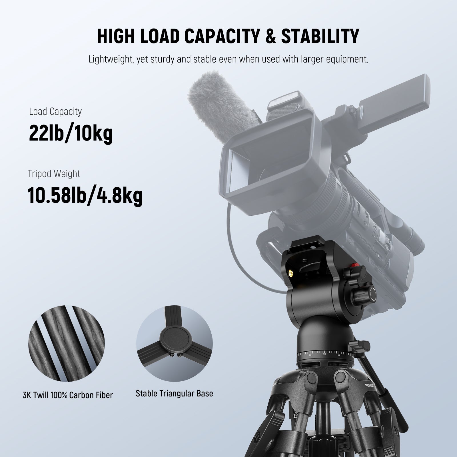 NEEWER LL34 Carbon Fiber Video Camera Tripod is lightweight yet sturdy.