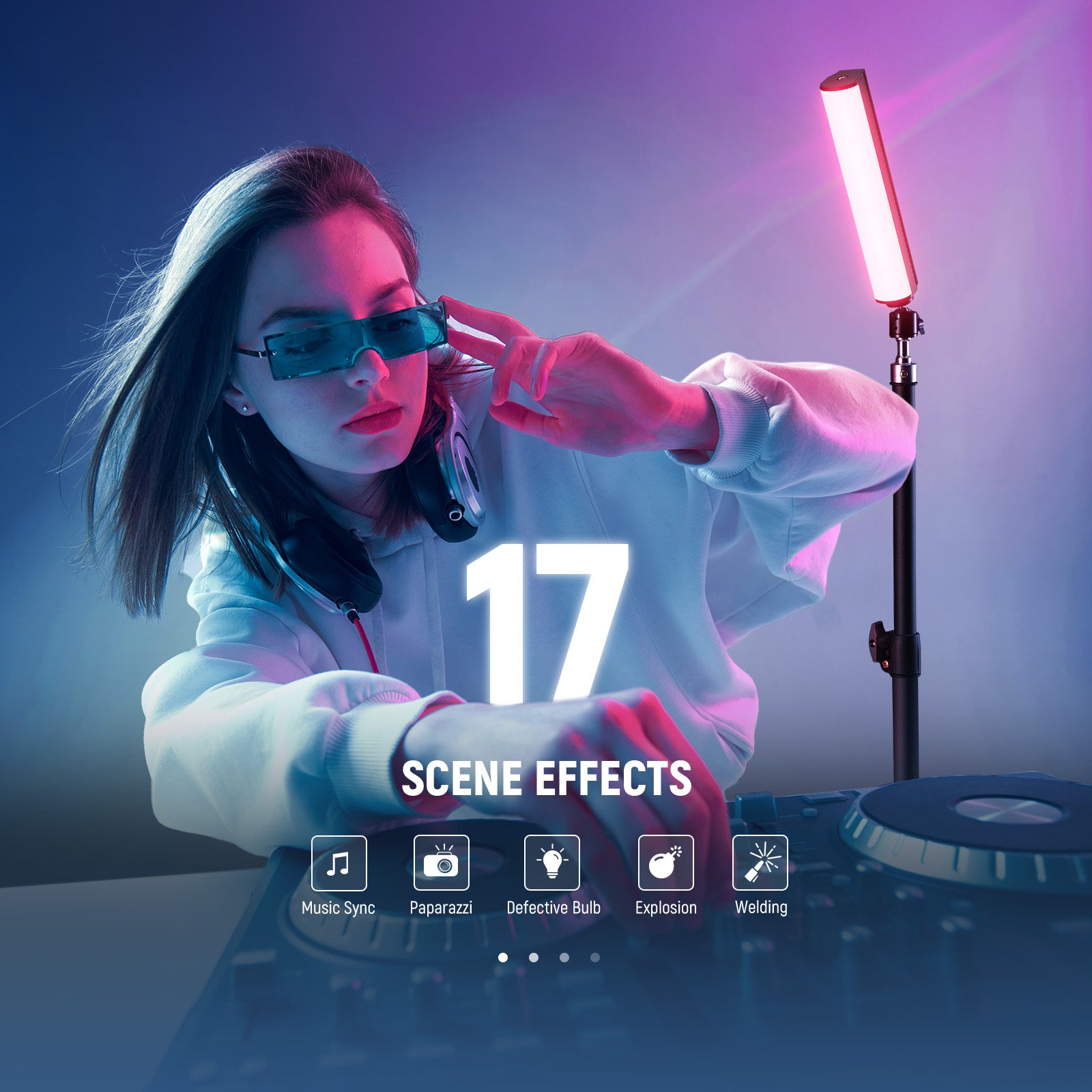 NEEWER TL20C RGB Magnetic Handheld Light Wand offers 17 lighting effects.