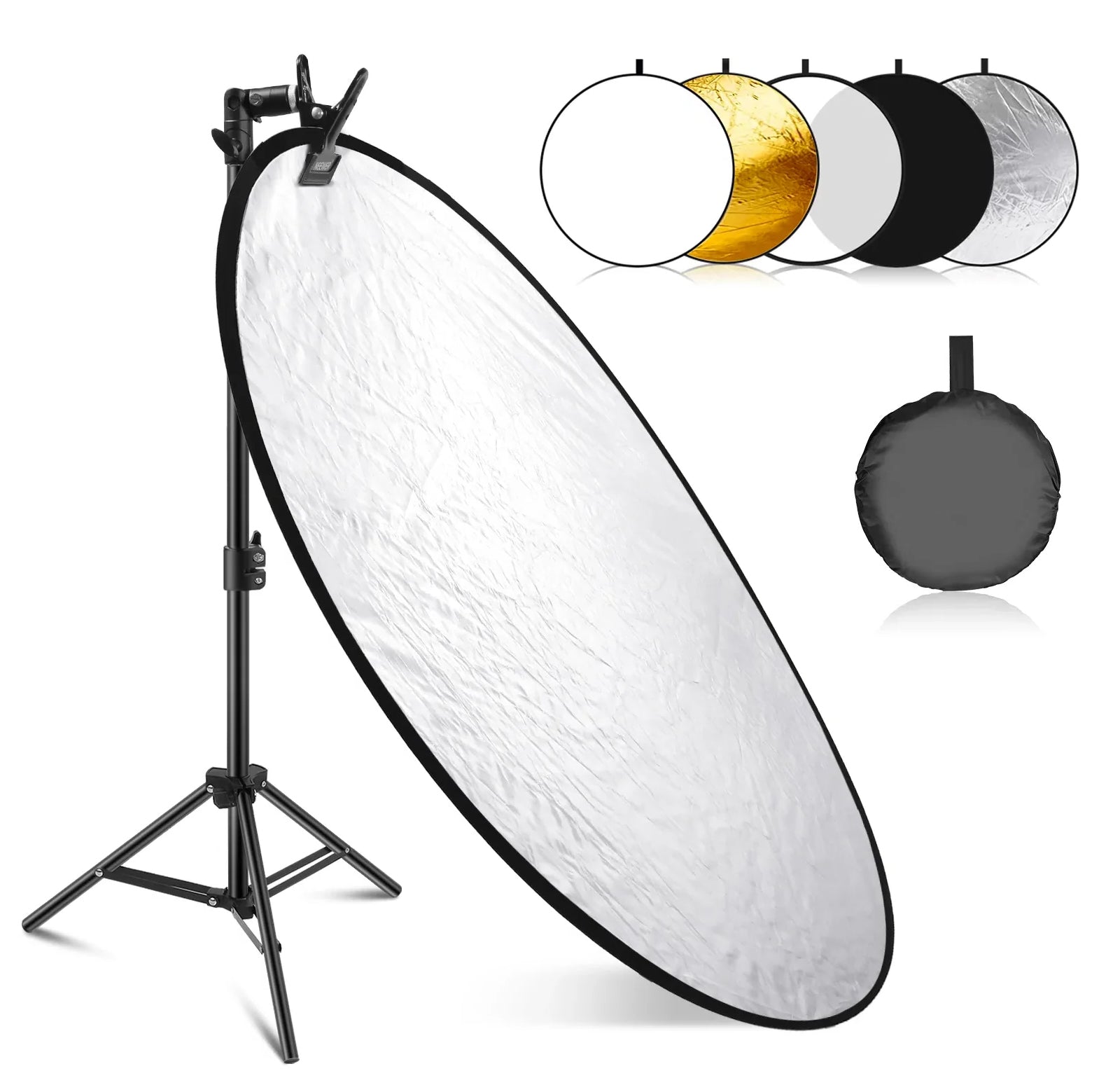 NEEWER 43”/110cm Light Reflector with Metal Clamp and Stand