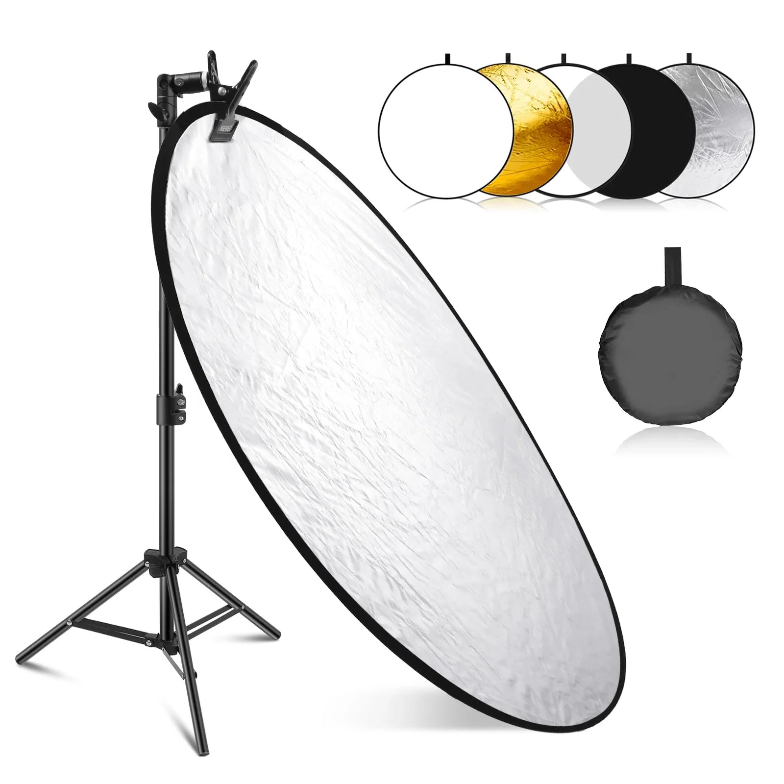 NEEWER 43”/110cm Light Reflector with Metal Clamp and Stand