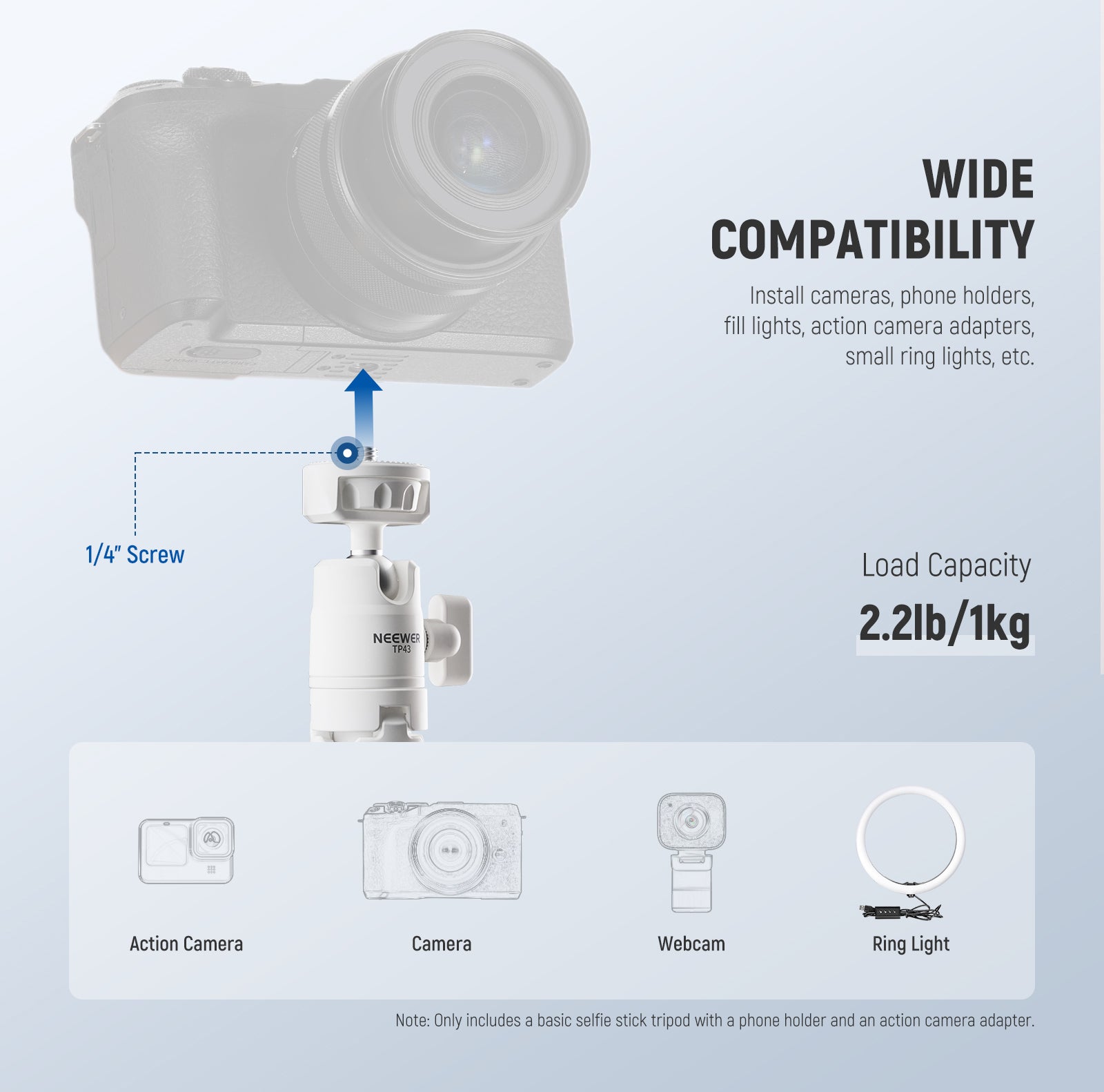 Wide Compatibility of the NEEWER TP43 Mini Desktop Tripod