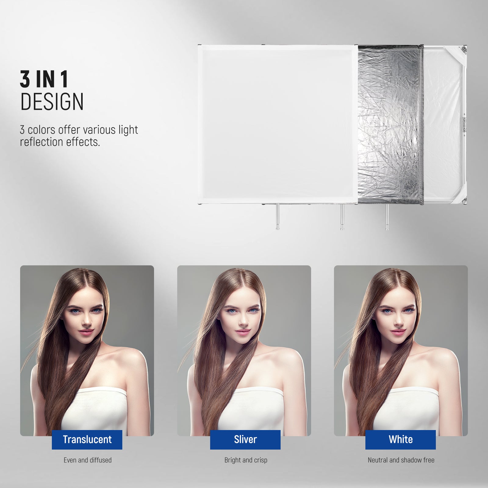 NEEWER SF7575F Foldable Reflector offers various light effects.